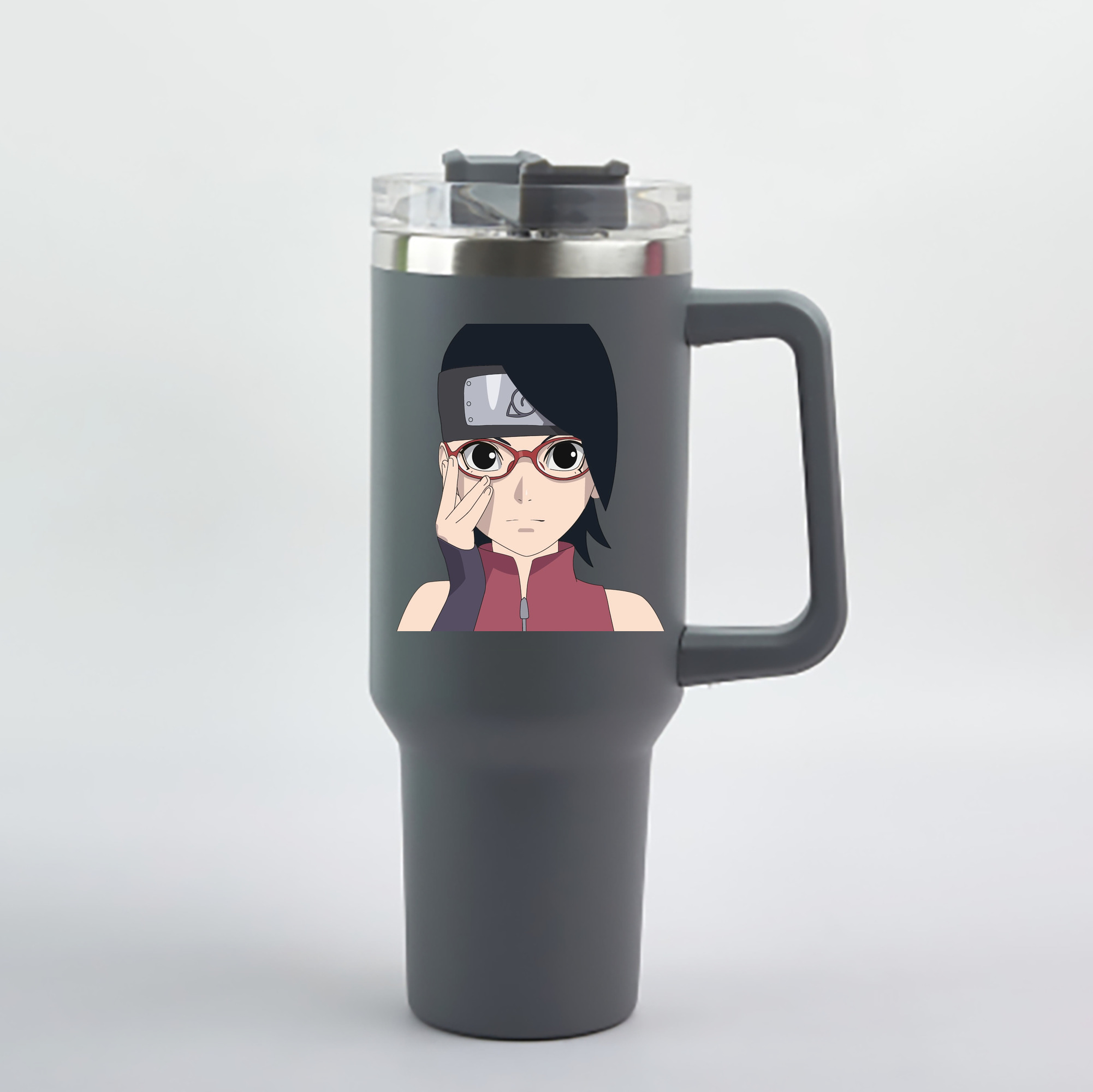 （画像用） NARUTO -ナルト- うちは サラダ Uchiha Sarada 1200mL車用タンブラー - クリスタルステッカー（プラスチックストロー付き）