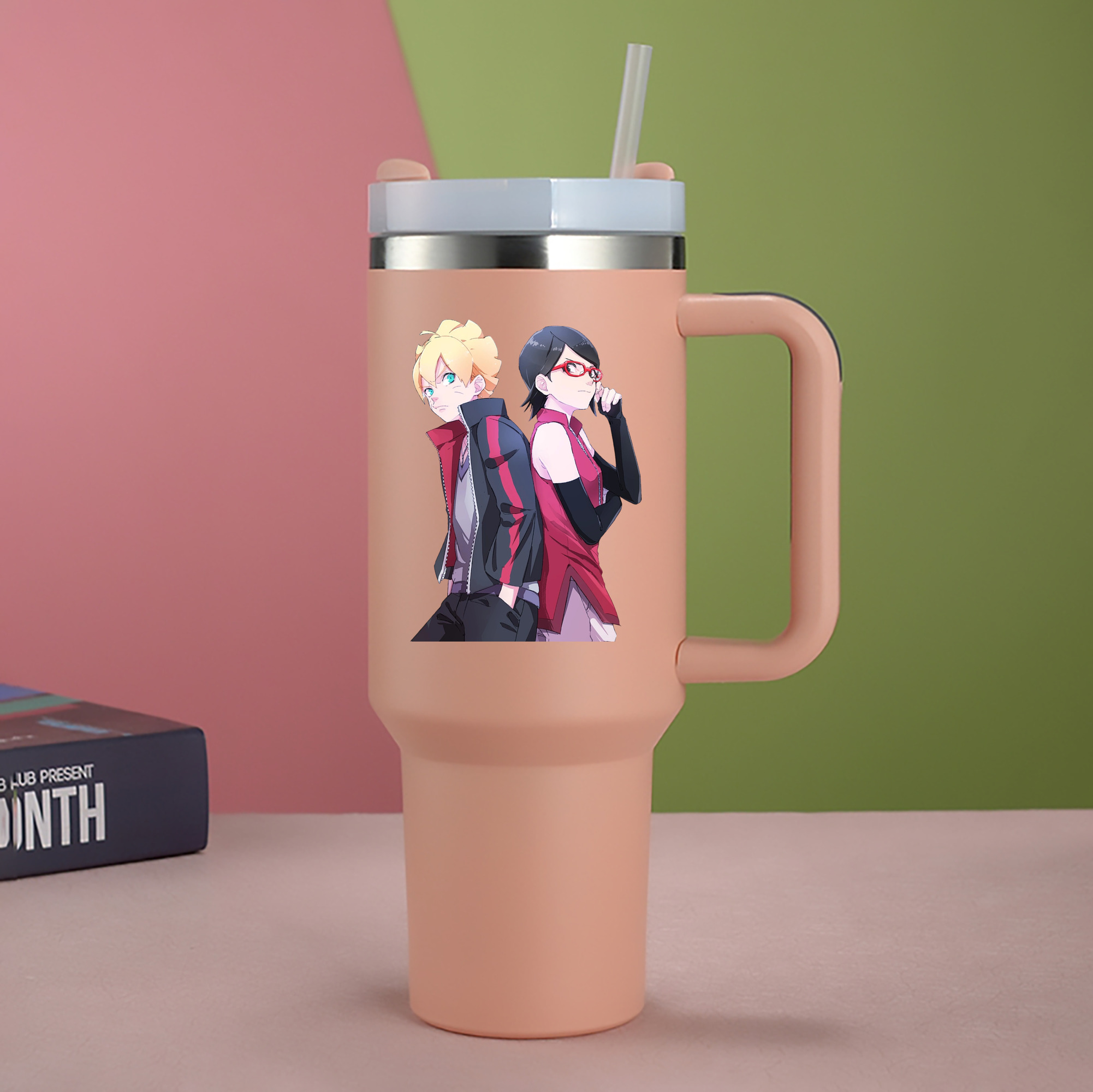 （画像用） NARUTO -ナルト- うちは サラダ Uchiha Sarada 1200mL車用タンブラー - クリスタルステッカー（プラスチックストロー付き）