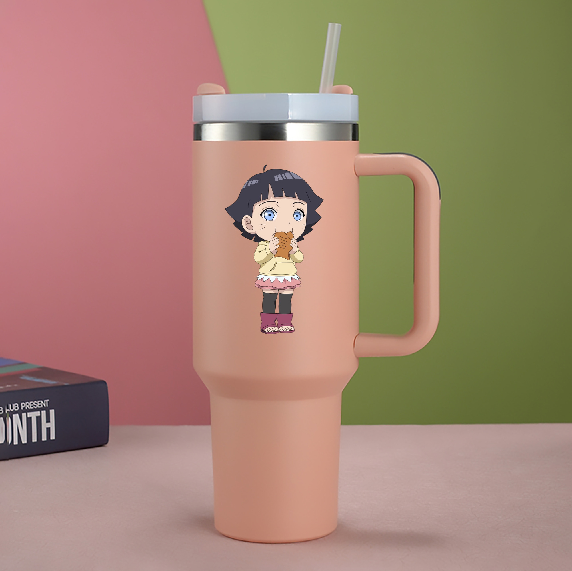 （画像用） NARUTO -ナルト- うずまき ヒマワリ Uzumaki Himawari 1200mL車用タンブラー - クリスタルステッカー（プラスチックストロー付き）