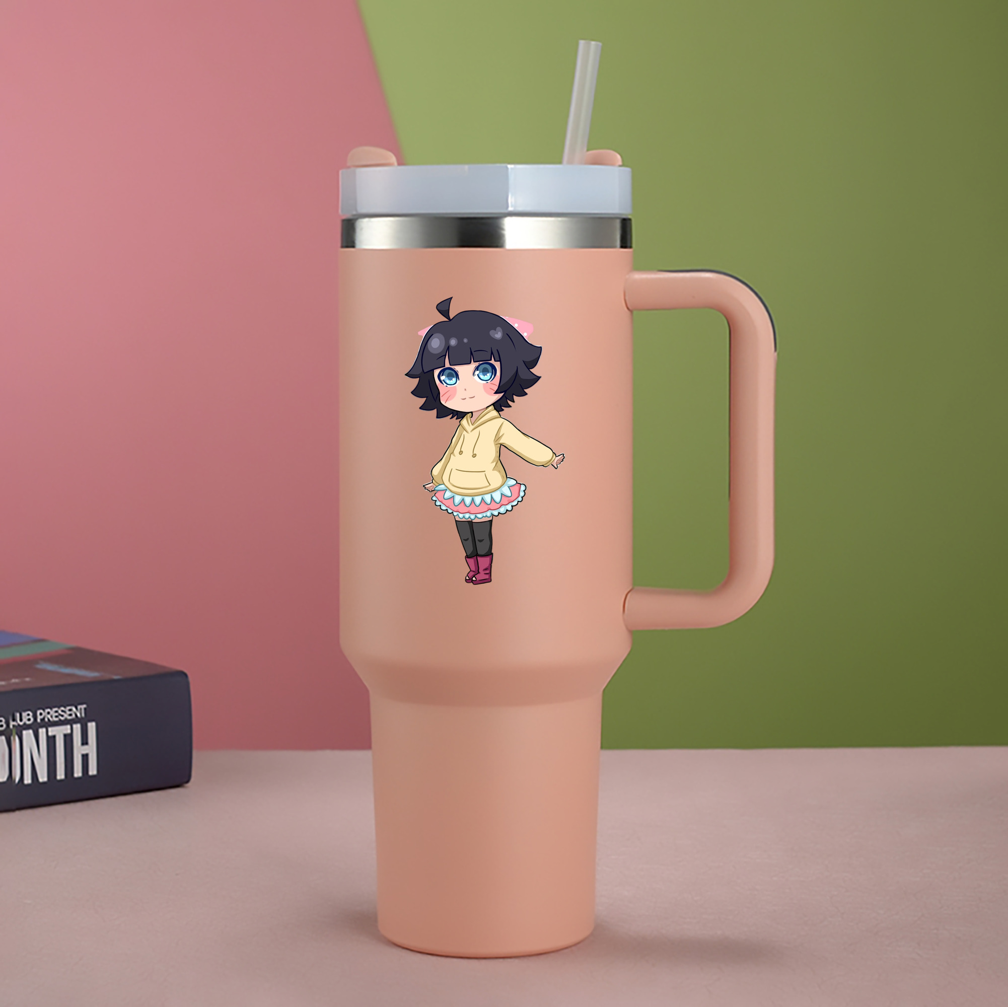 （画像用） NARUTO -ナルト- うずまき ヒマワリ Uzumaki Himawari 1200mL車用タンブラー - クリスタルステッカー（プラスチックストロー付き）
