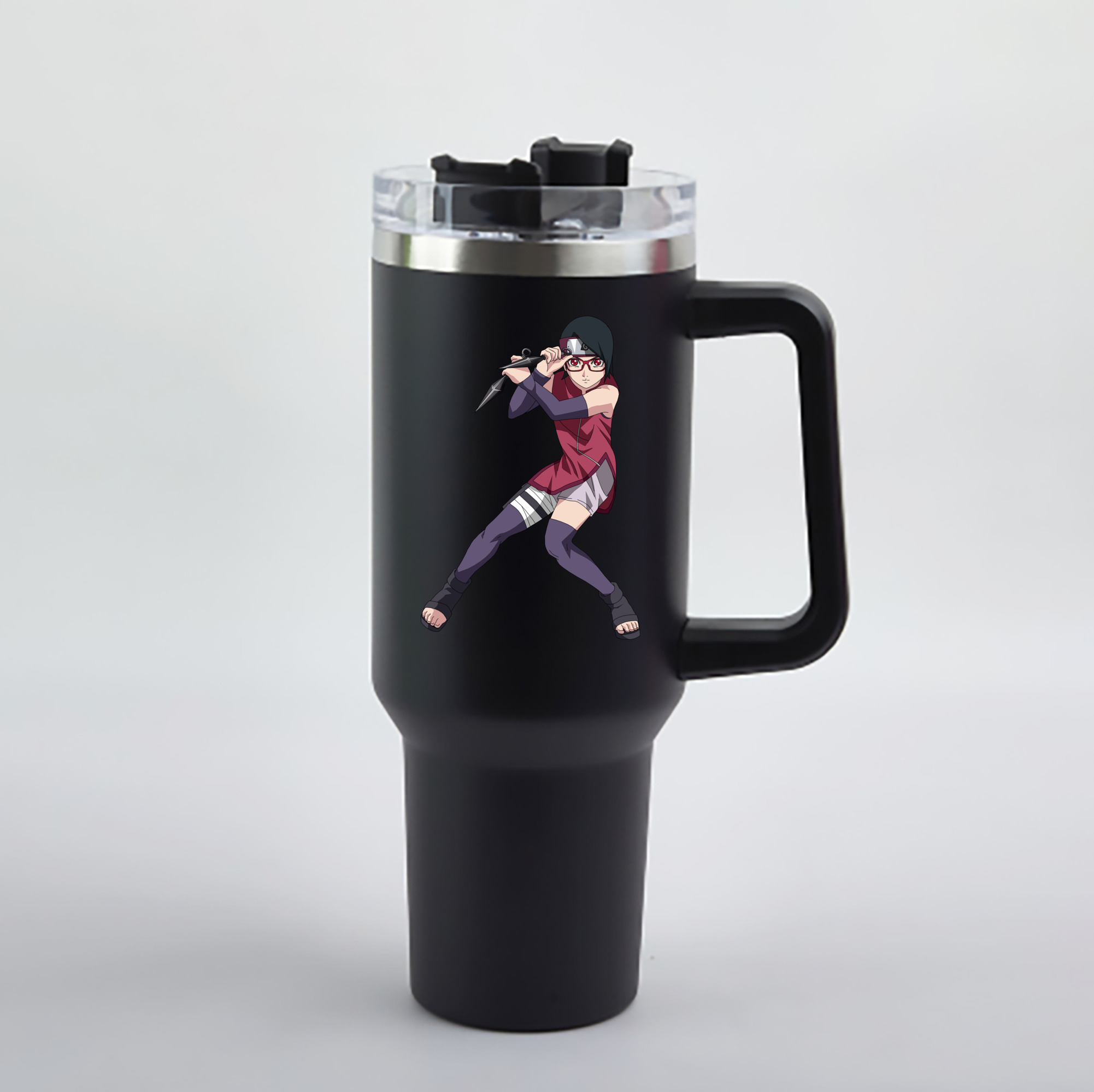 （画像用） NARUTO -ナルト- うちは サラダ Uchiha Sarada 1200mL車用タンブラー - クリスタルステッカー（プラスチックストロー付き）
