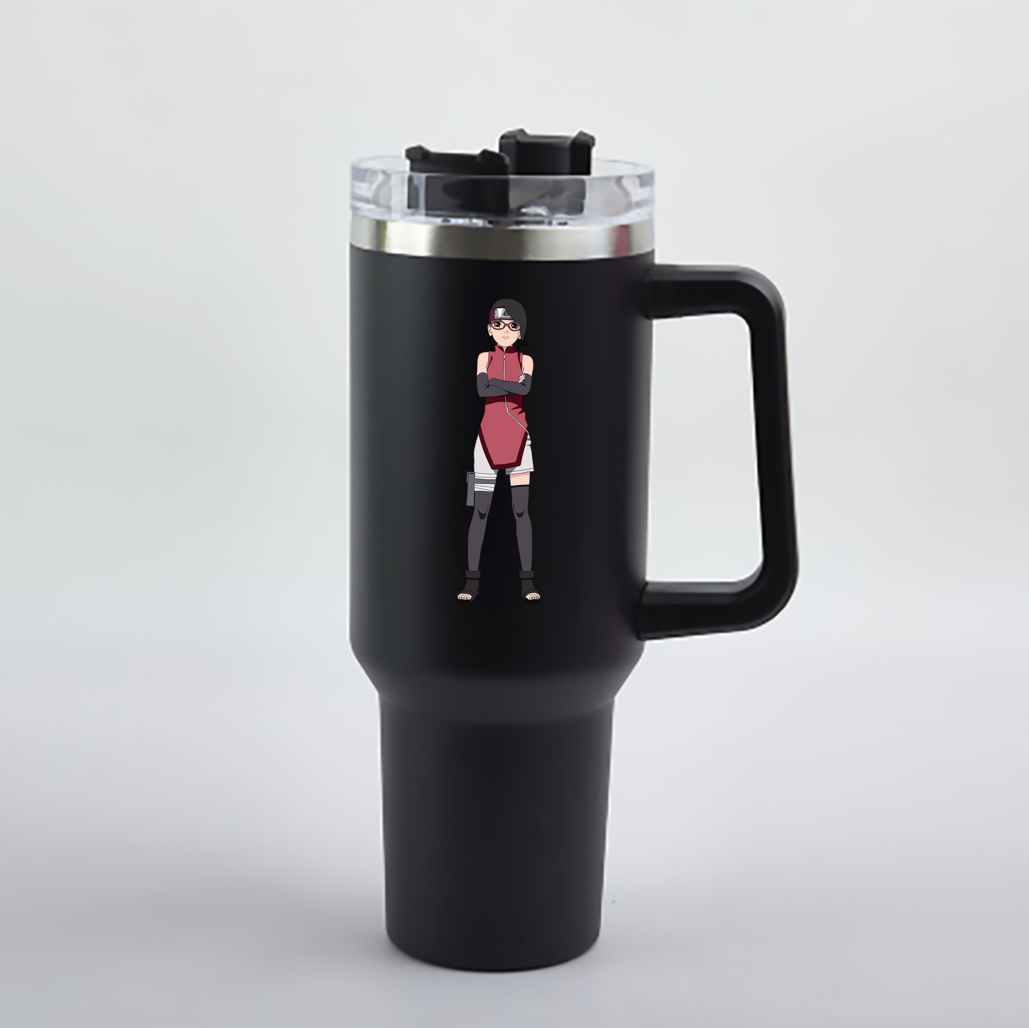 （画像用） NARUTO -ナルト- うちは サラダ Uchiha Sarada 1200mL車用タンブラー - クリスタルステッカー（プラスチックストロー付き）