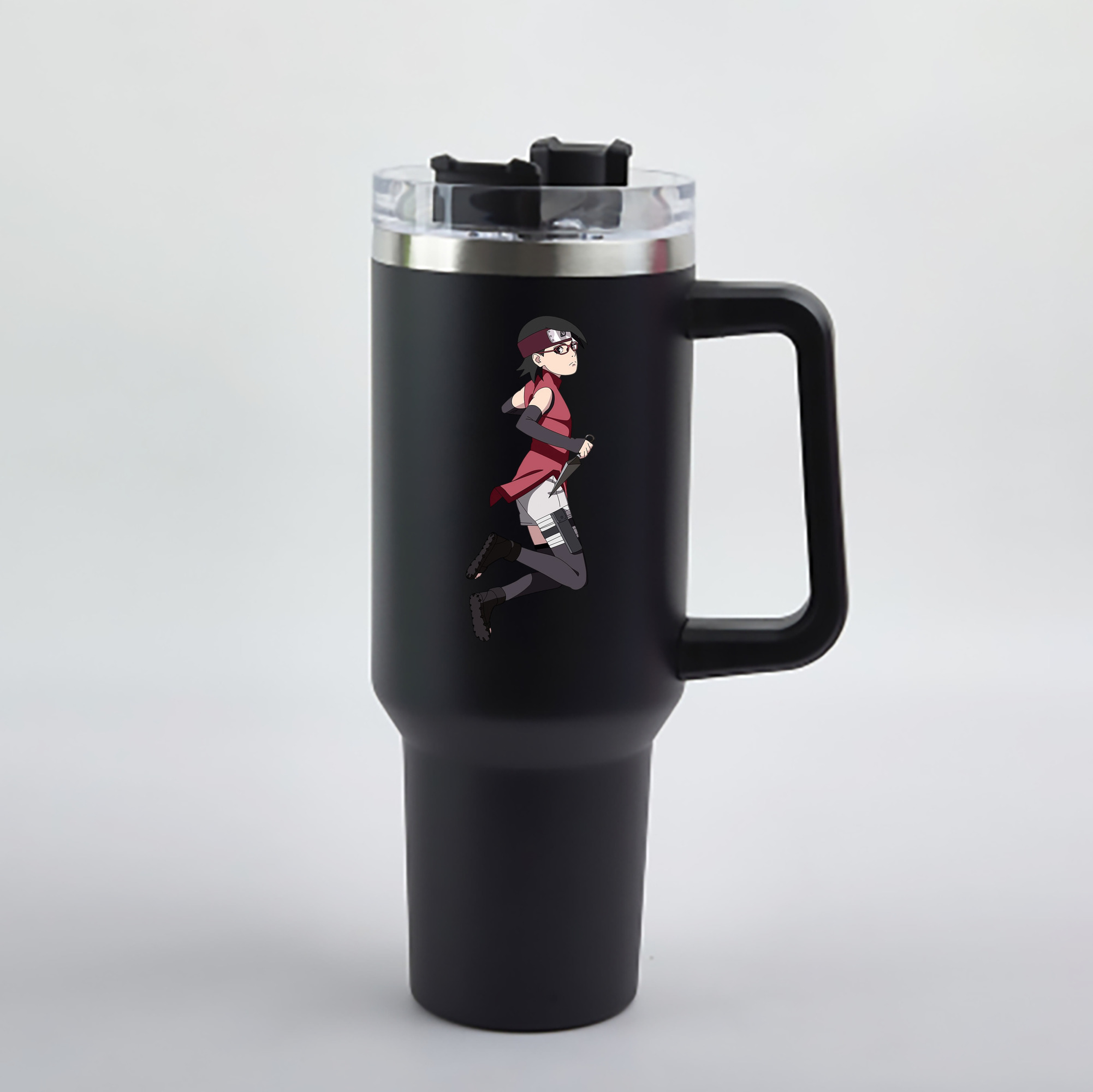 （画像用） NARUTO -ナルト- うちは サラダ Uchiha Sarada 1200mL車用タンブラー - クリスタルステッカー（プラスチックストロー付き）