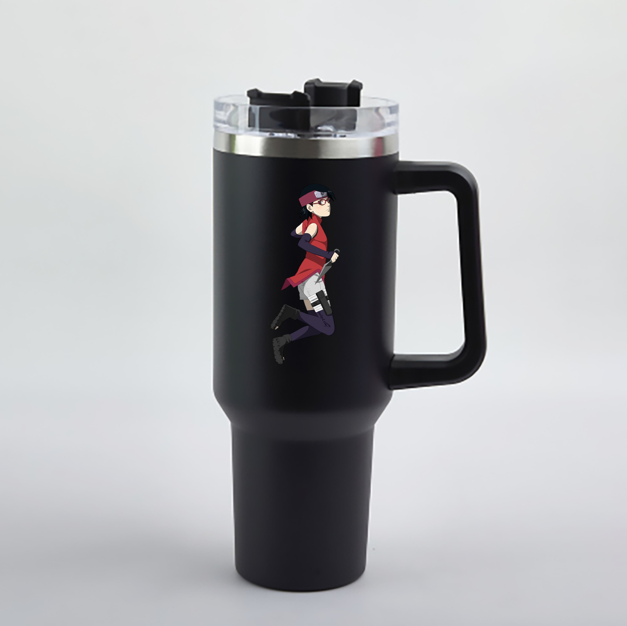 （画像用） NARUTO -ナルト- うちは サラダ Uchiha Sarada 1200mL車用タンブラー - クリスタルステッカー（プラスチックストロー付き）