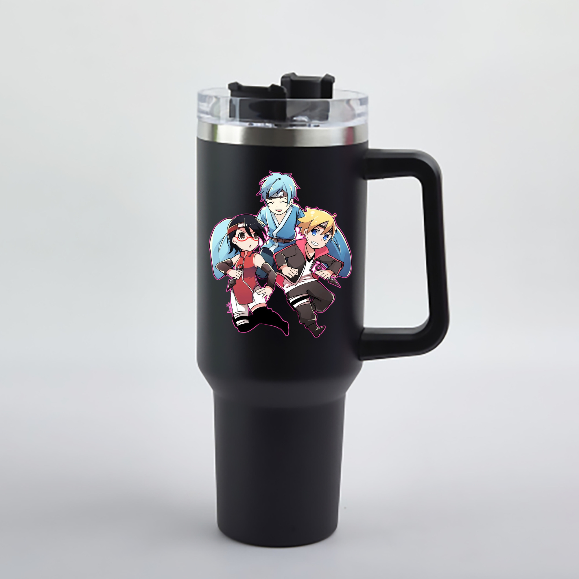 （画像用） NARUTO -ナルト- うちは サラダ Uchiha Sarada 1200mL車用タンブラー - クリスタルステッカー（プラスチックストロー付き）