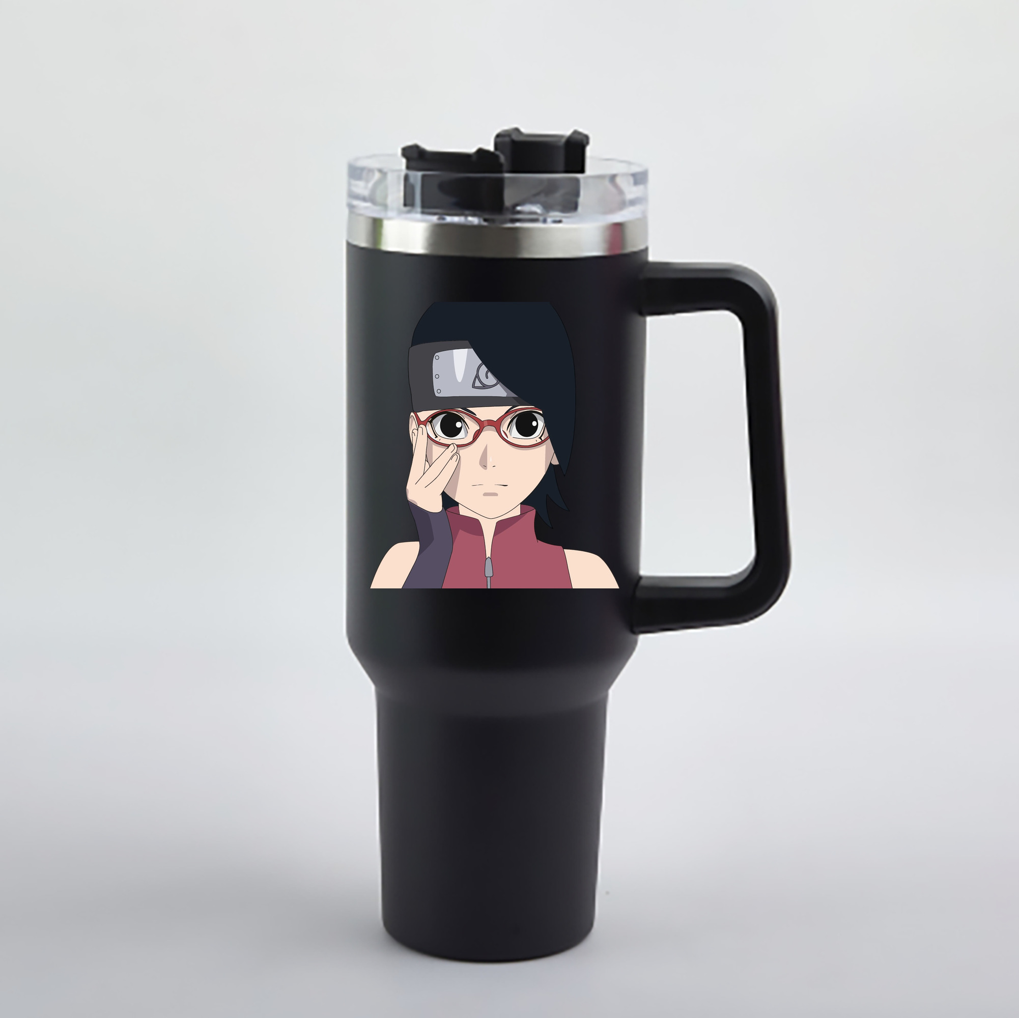 （画像用） NARUTO -ナルト- うちは サラダ Uchiha Sarada 1200mL車用タンブラー - クリスタルステッカー（プラスチックストロー付き）