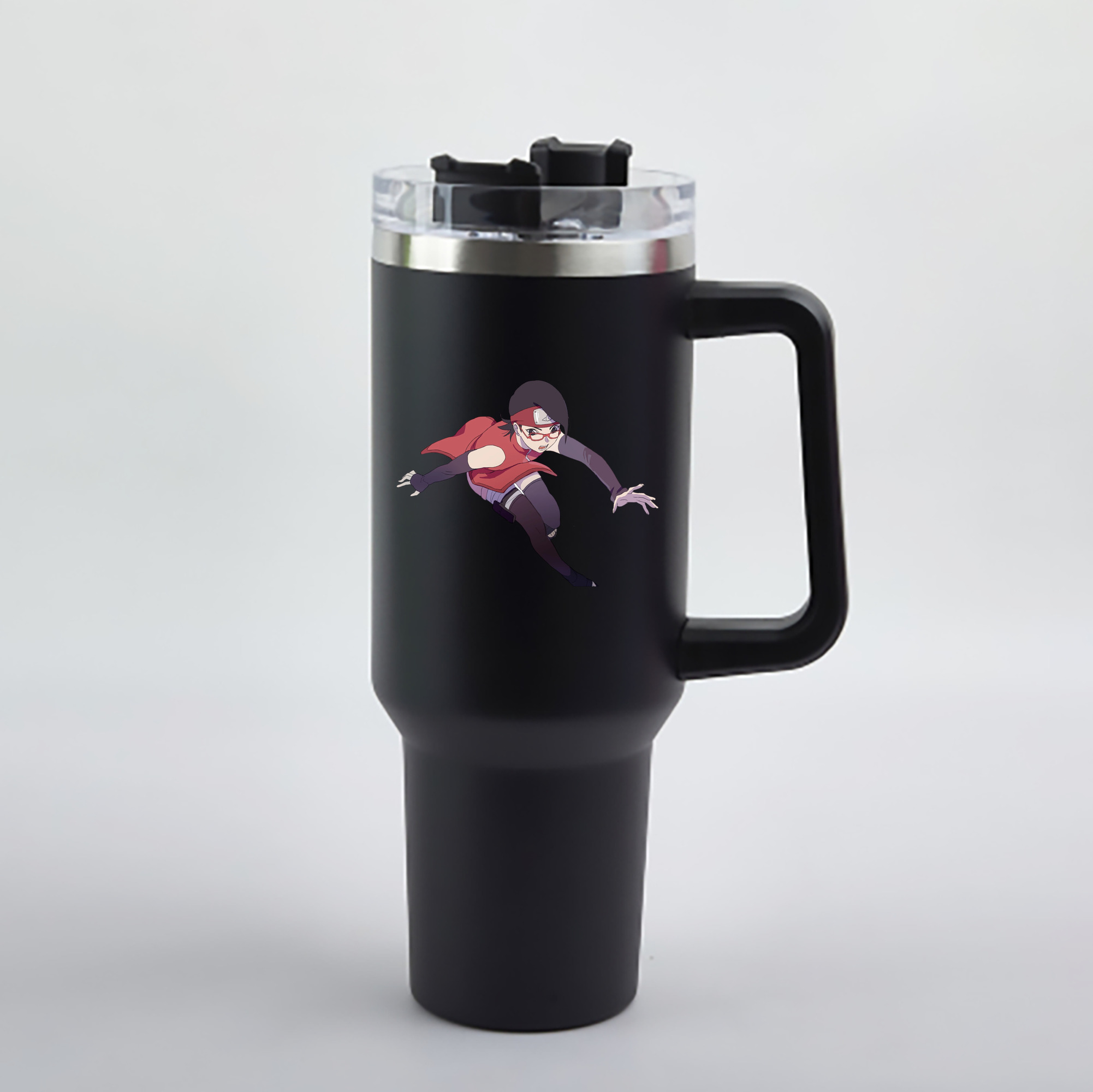 （画像用） NARUTO -ナルト- うちは サラダ Uchiha Sarada 1200mL車用タンブラー - クリスタルステッカー（プラスチックストロー付き）