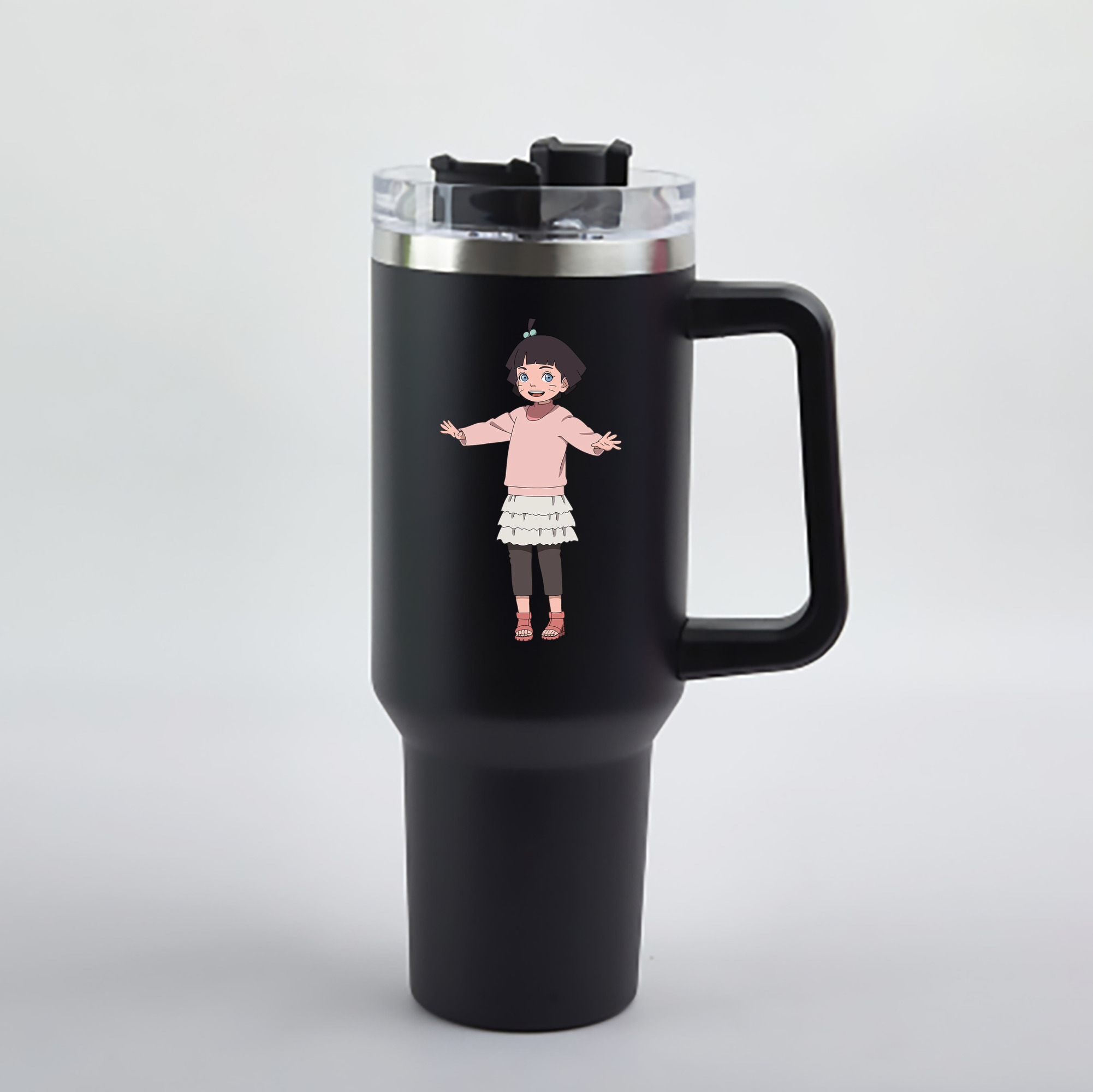 （画像用） NARUTO -ナルト- うずまき ヒマワリ Uzumaki Himawari 1200mL車用タンブラー - クリスタルステッカー（プラスチックストロー付き）