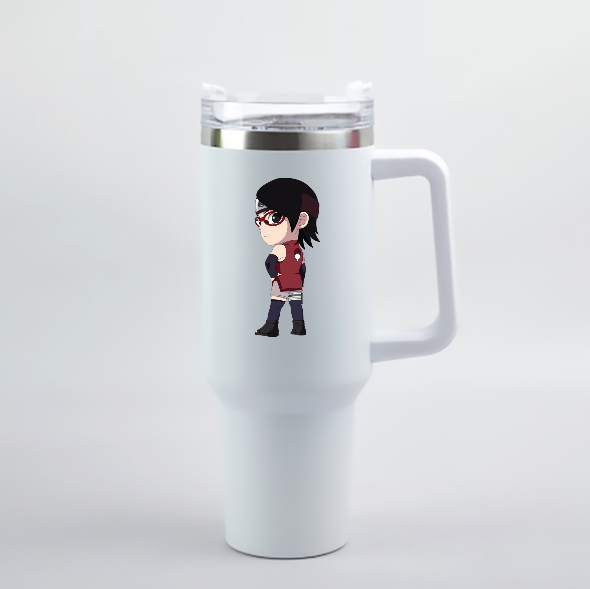 （画像用） NARUTO -ナルト- うちは サラダ Uchiha Sarada 1200mL車用タンブラー - クリスタルステッカー（プラスチックストロー付き）