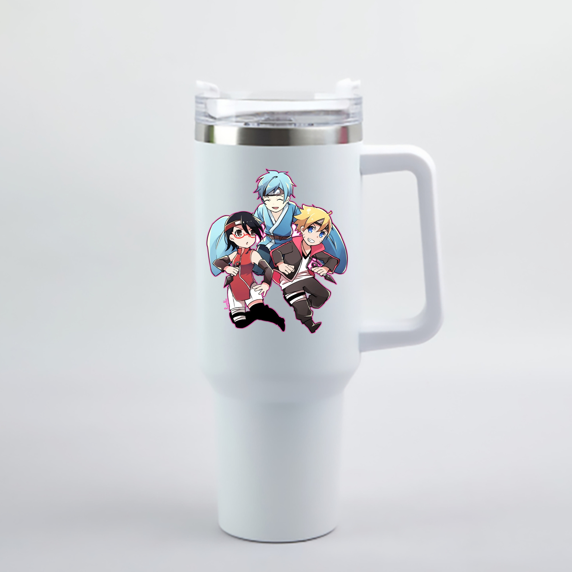 （画像用） NARUTO -ナルト- うちは サラダ Uchiha Sarada 1200mL車用タンブラー - クリスタルステッカー（プラスチックストロー付き）
