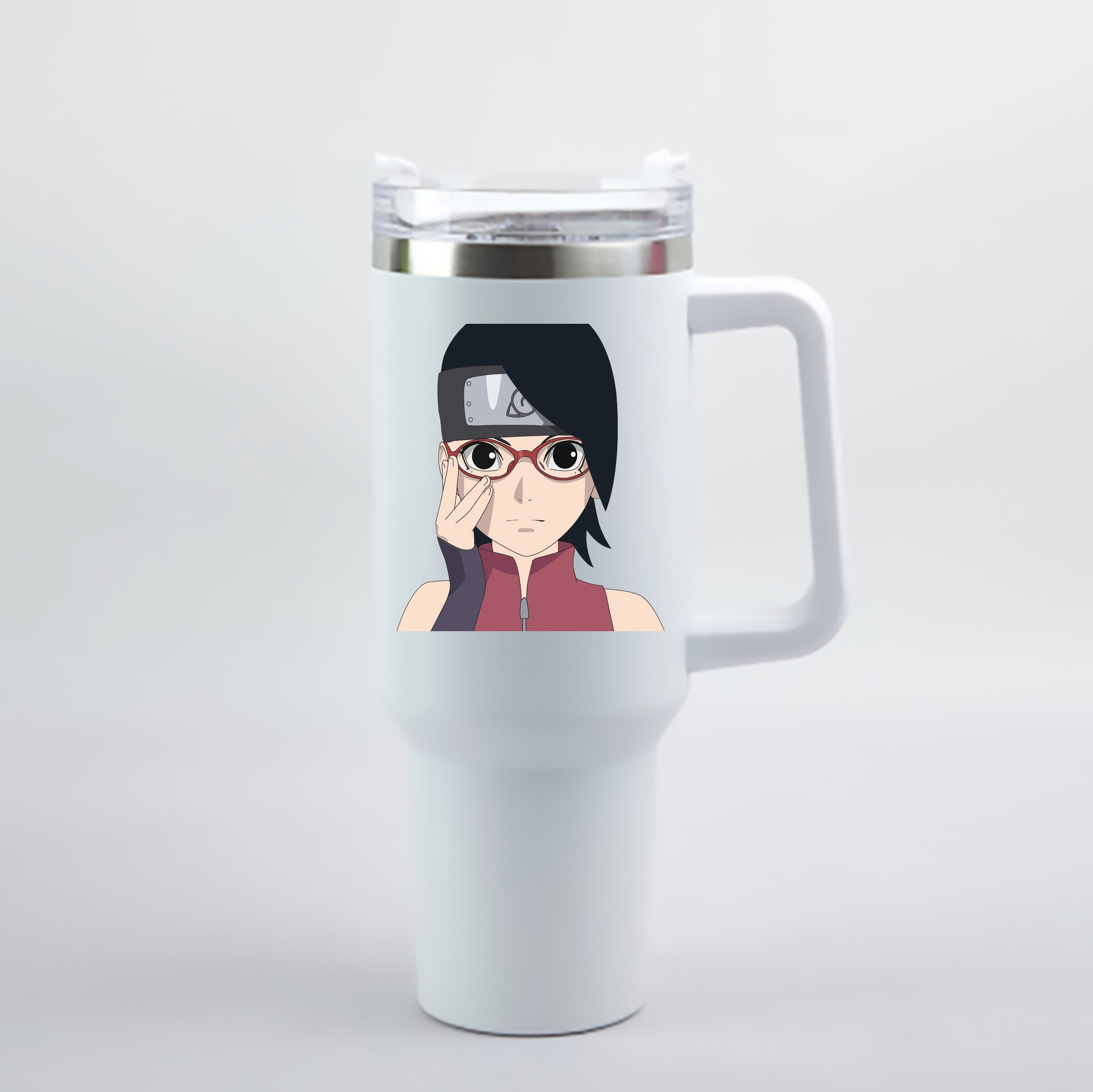 （画像用） NARUTO -ナルト- うちは サラダ Uchiha Sarada 1200mL車用タンブラー - クリスタルステッカー（プラスチックストロー付き）
