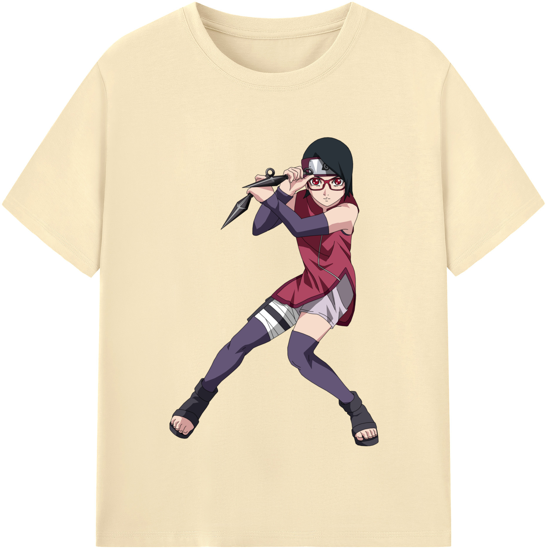（画像用） NARUTO -ナルト- うちは サラダ Uchiha Sarada 綿100％半袖Tシャツ（フロントプリント）