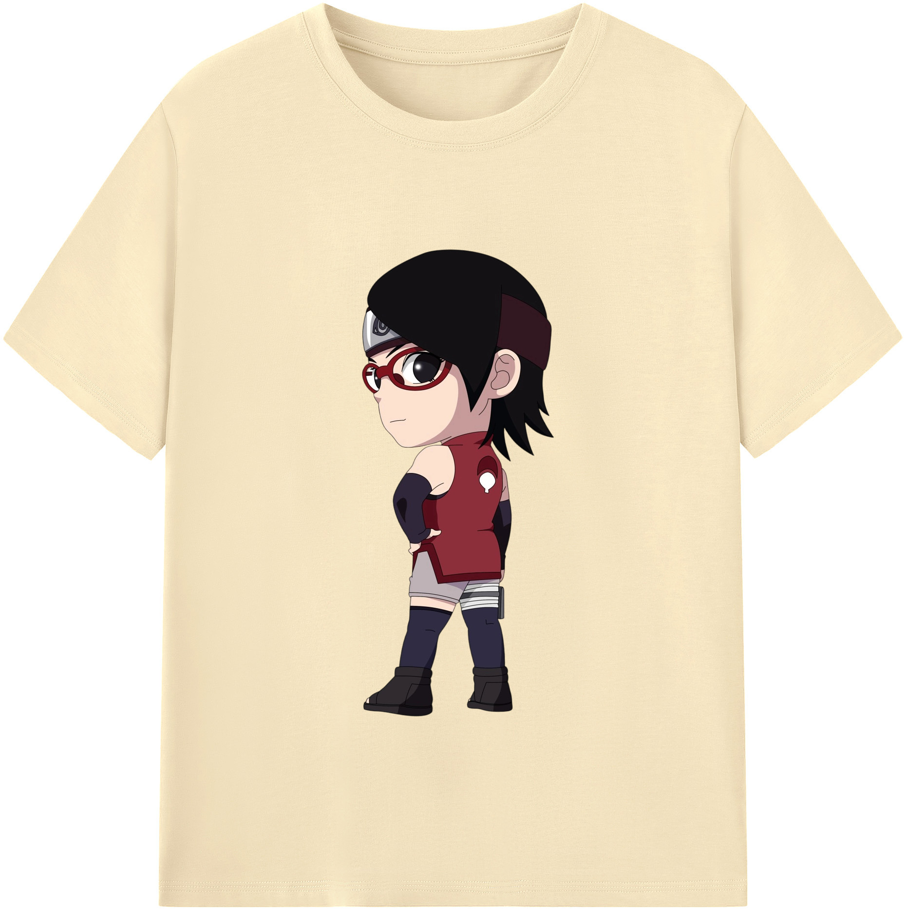 （画像用） NARUTO -ナルト- うちは サラダ Uchiha Sarada 綿100％半袖Tシャツ（フロントプリント）