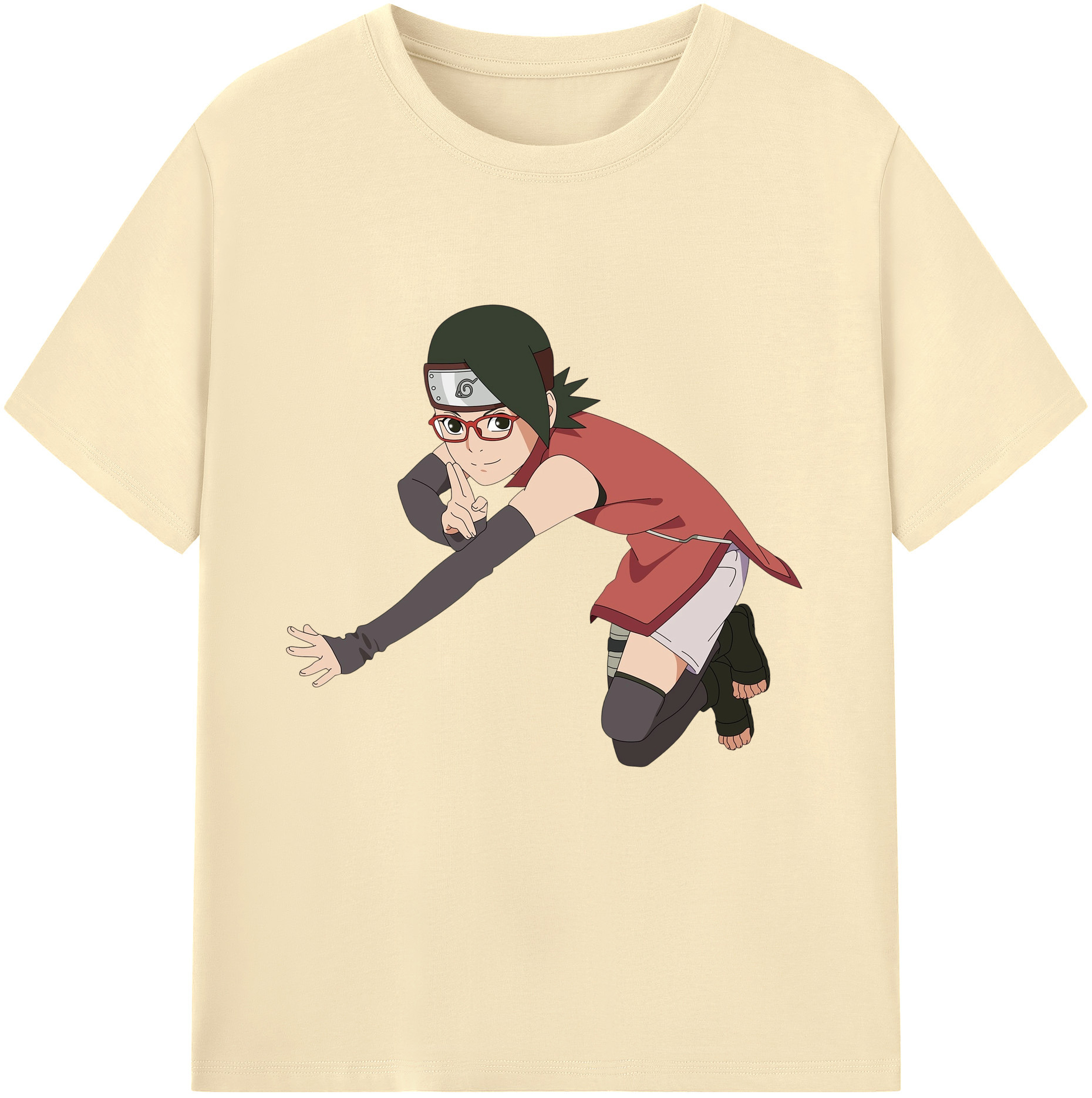 （画像用） NARUTO -ナルト- うちは サラダ Uchiha Sarada 綿100％半袖Tシャツ（フロントプリント）