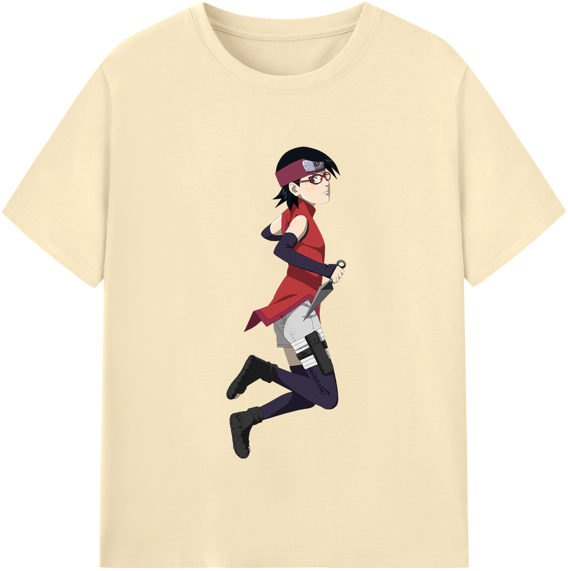（画像用） NARUTO -ナルト- うちは サラダ Uchiha Sarada 綿100％半袖Tシャツ（フロントプリント）