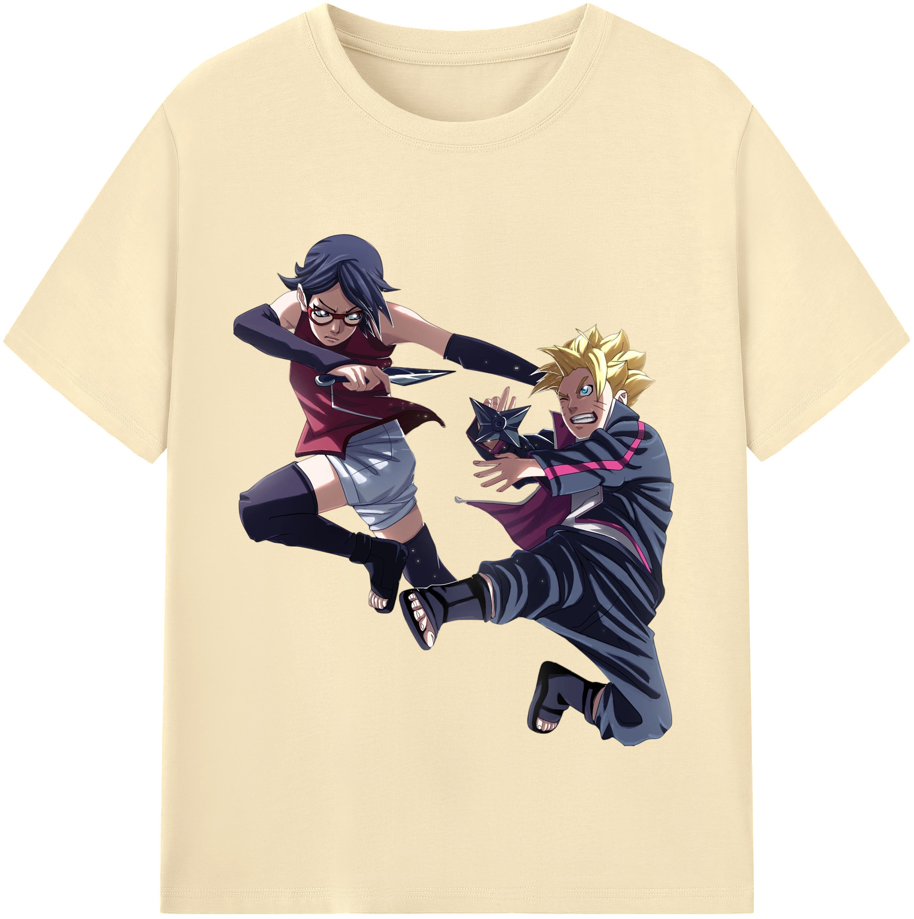 （画像用） NARUTO -ナルト- うちは サラダ Uchiha Sarada 綿100％半袖Tシャツ（フロントプリント）