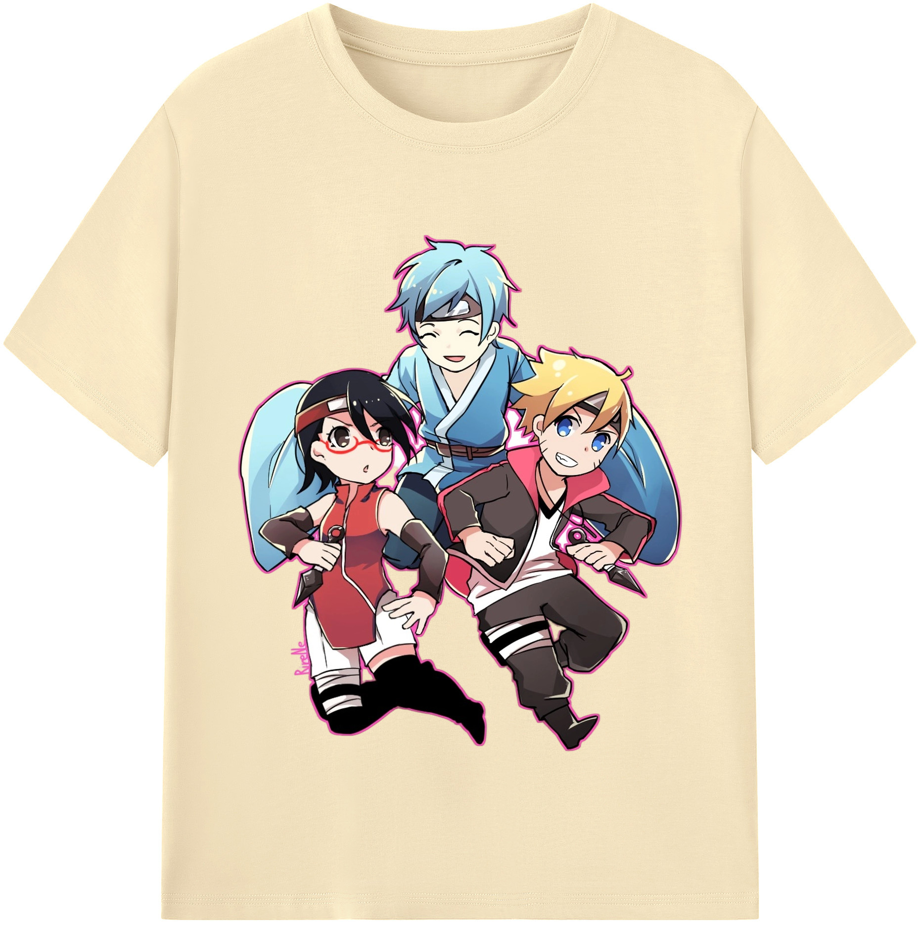 （画像用） NARUTO -ナルト- うちは サラダ Uchiha Sarada 綿100％半袖Tシャツ（フロントプリント）