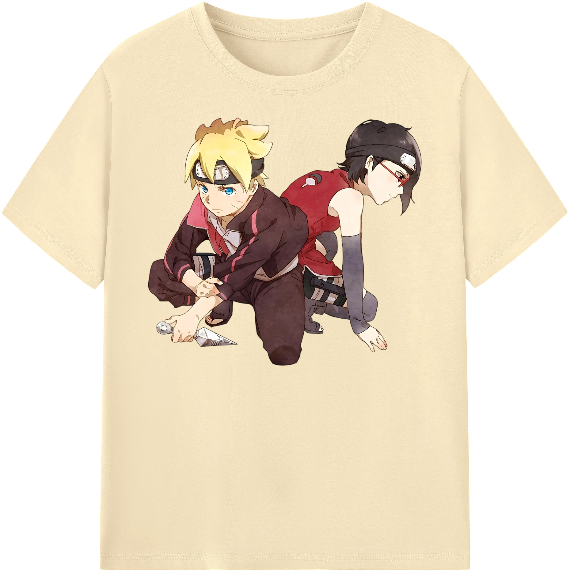 （画像用） NARUTO -ナルト- うちは サラダ Uchiha Sarada 綿100％半袖Tシャツ（フロントプリント）