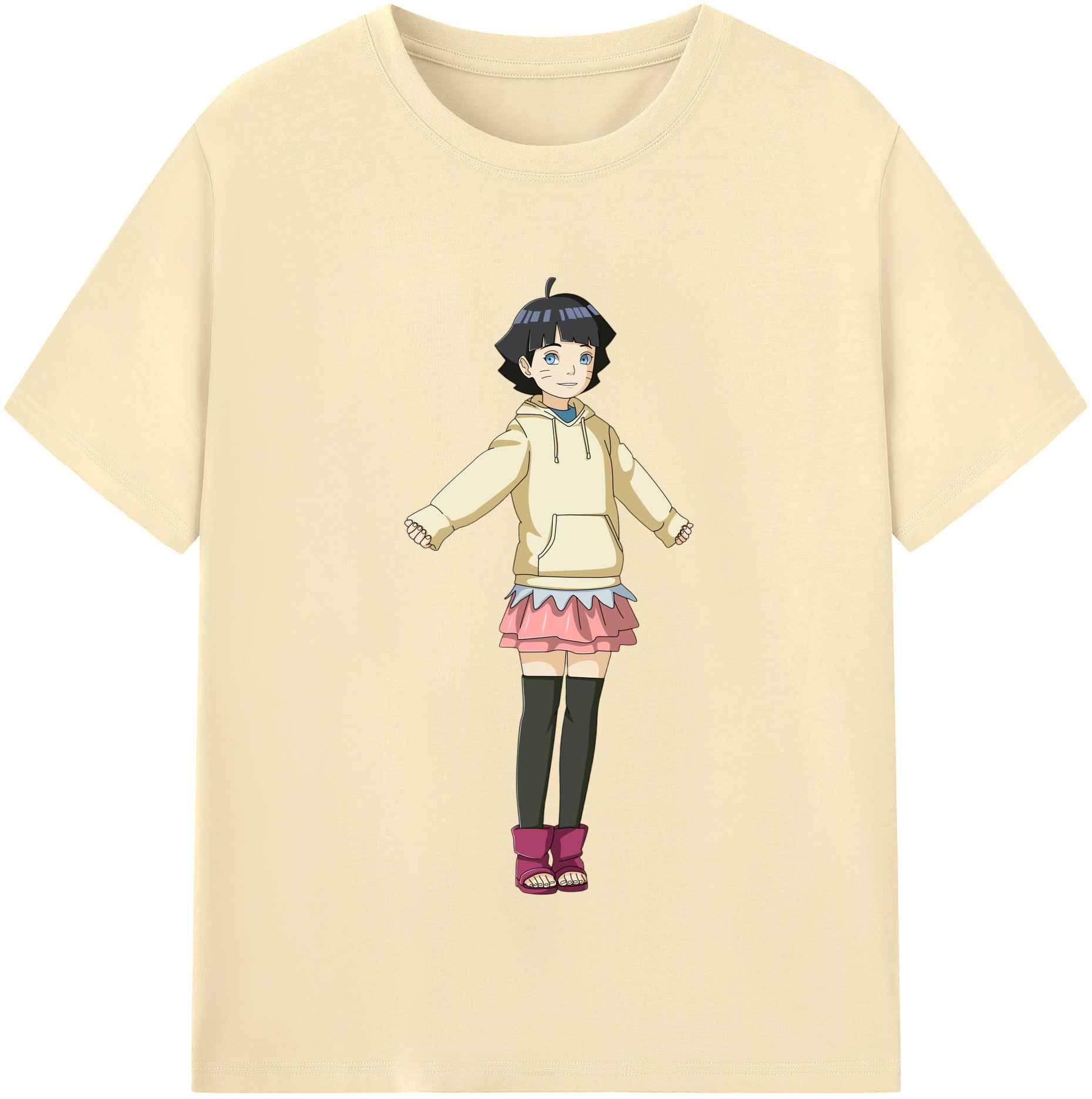 （画像用） NARUTO -ナルト- うずまき ヒマワリ Uzumaki Himawari 綿100％半袖Tシャツ（フロントプリント）