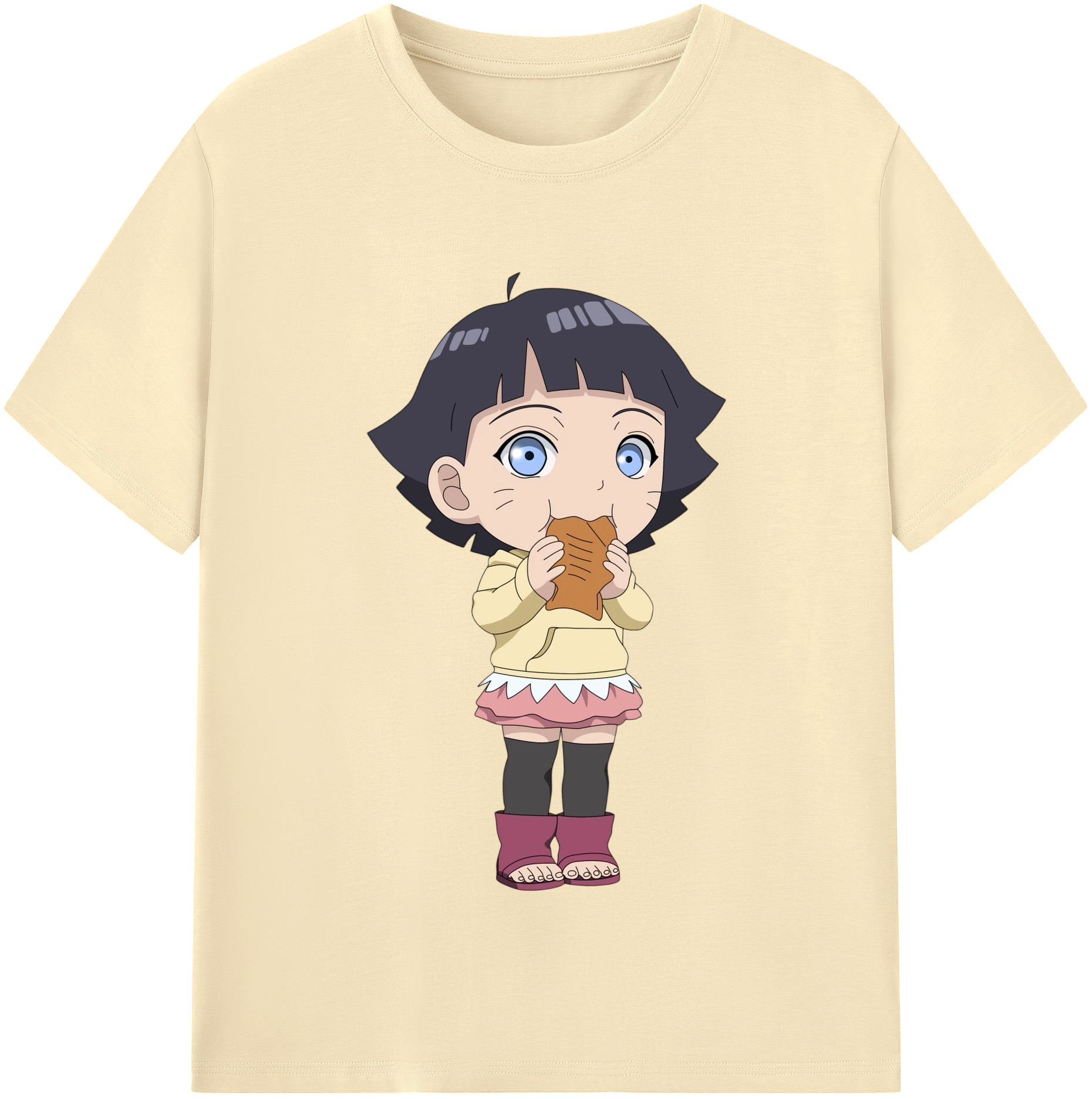 （画像用） NARUTO -ナルト- うずまき ヒマワリ Uzumaki Himawari 綿100％半袖Tシャツ（フロントプリント）