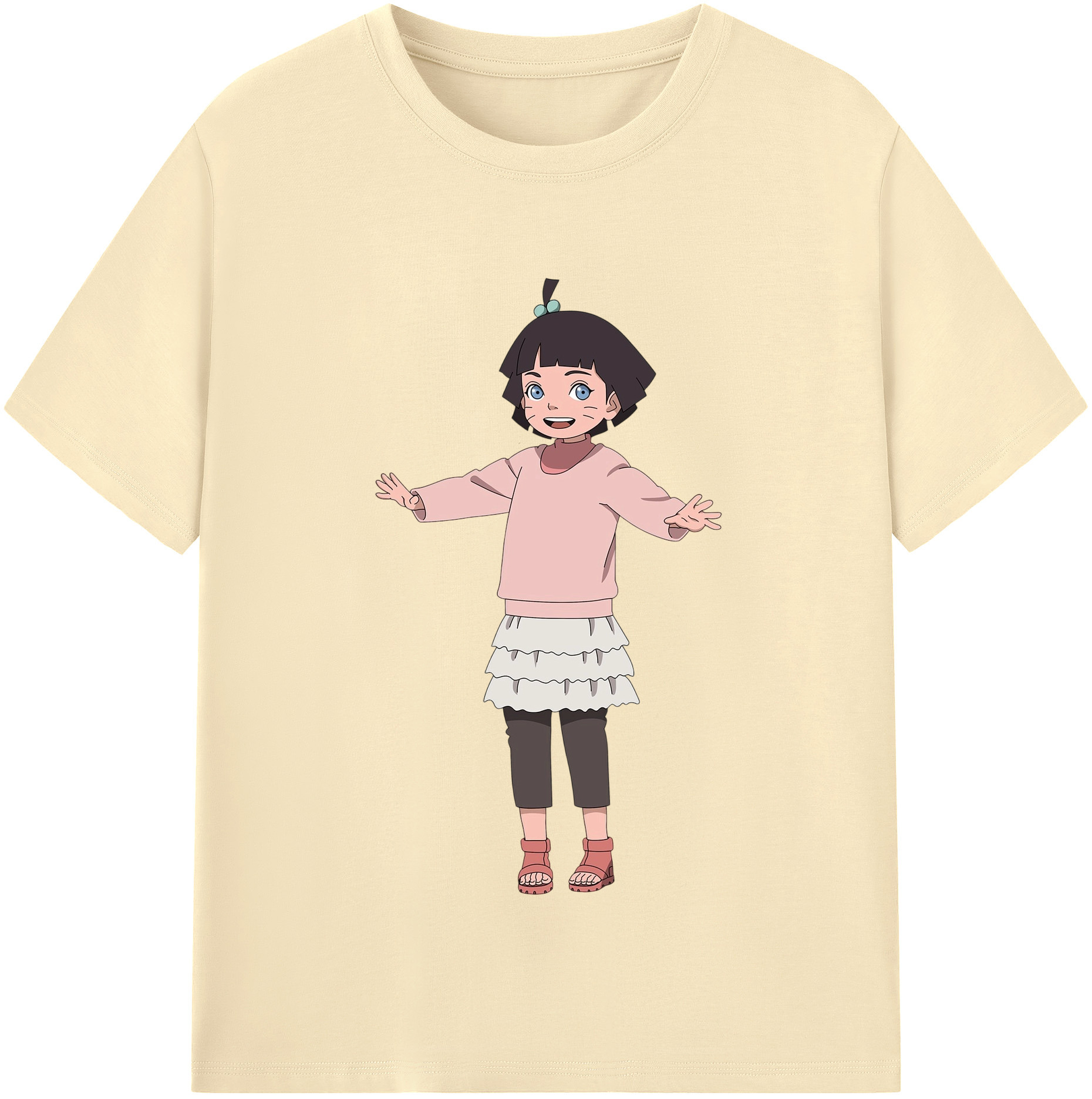 （画像用） NARUTO -ナルト- うずまき ヒマワリ Uzumaki Himawari 綿100％半袖Tシャツ（フロントプリント）