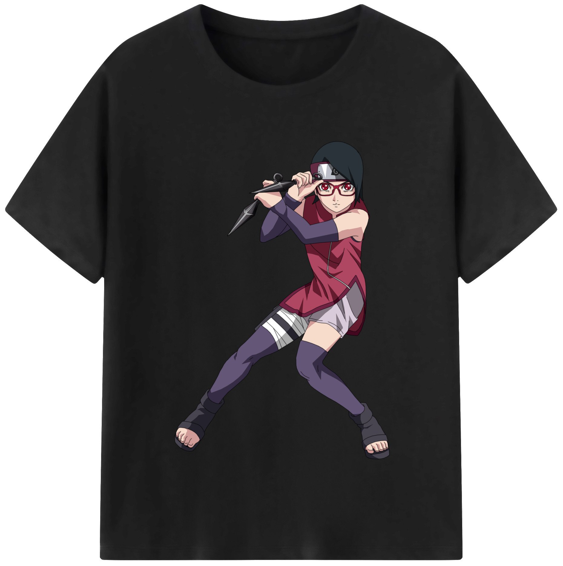 （画像用） NARUTO -ナルト- うちは サラダ Uchiha Sarada 綿100％半袖Tシャツ（フロントプリント）
