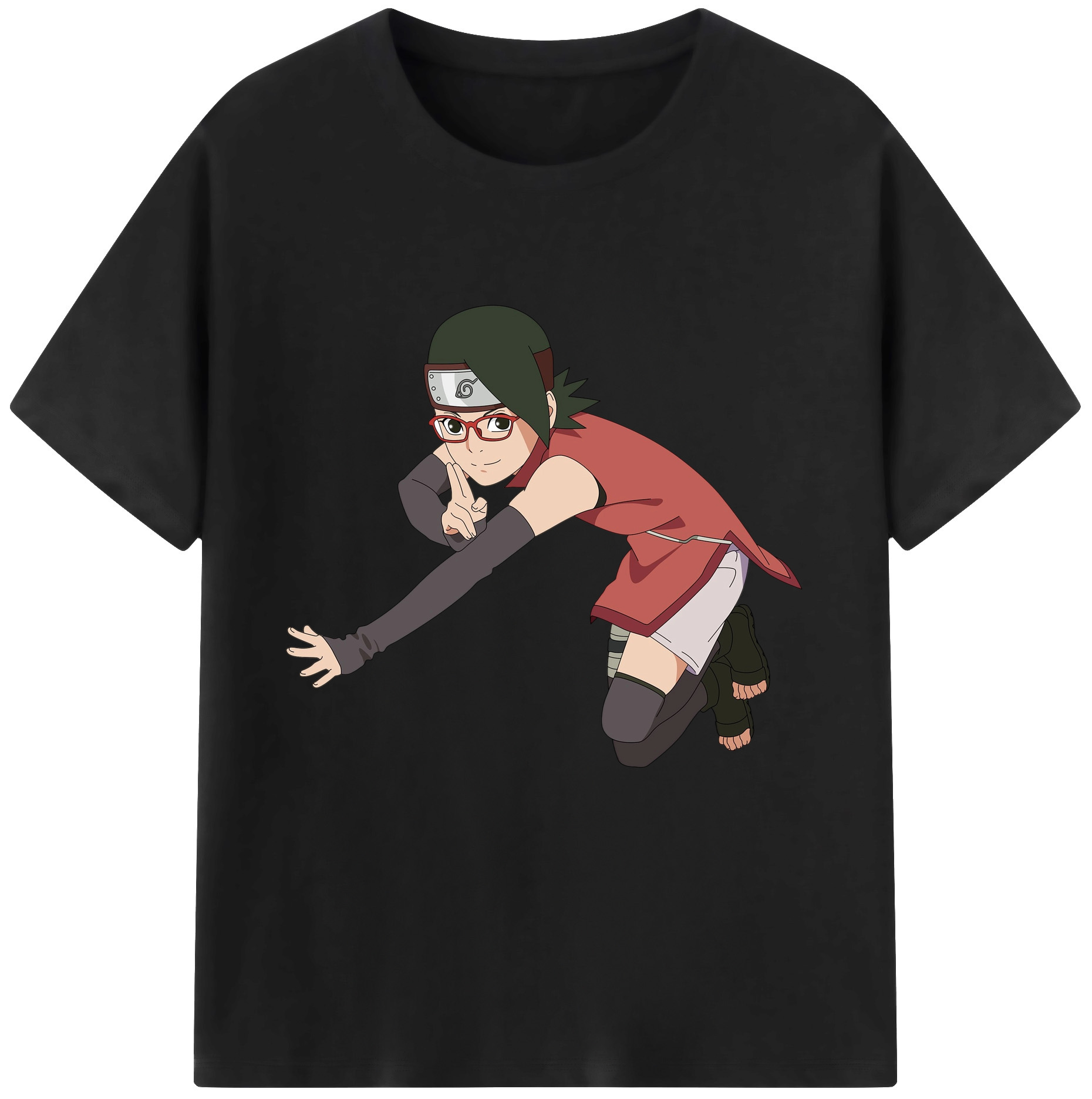 （画像用） NARUTO -ナルト- うちは サラダ Uchiha Sarada 綿100％半袖Tシャツ（フロントプリント）
