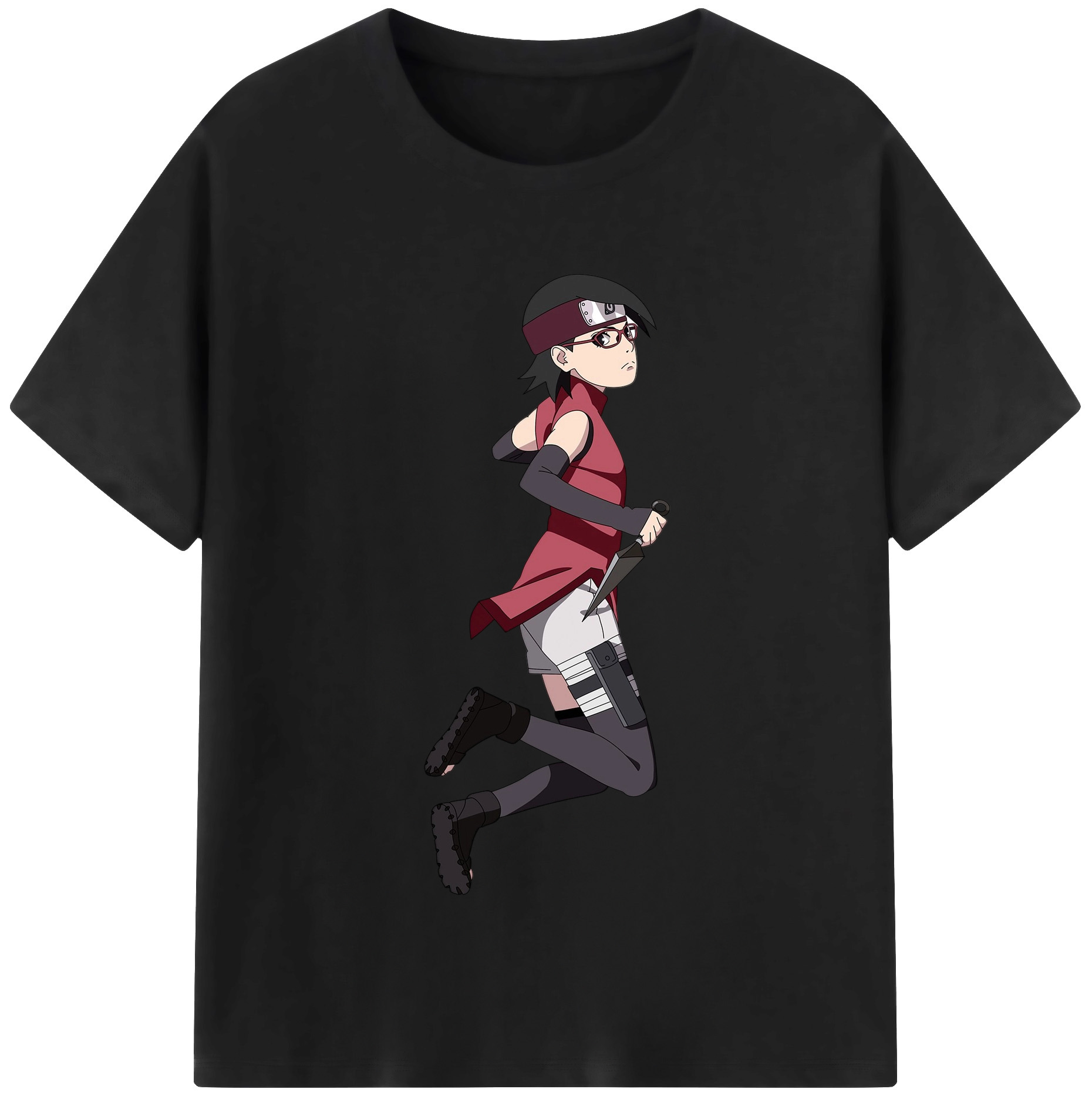 （画像用） NARUTO -ナルト- うちは サラダ Uchiha Sarada 綿100％半袖Tシャツ（フロントプリント）