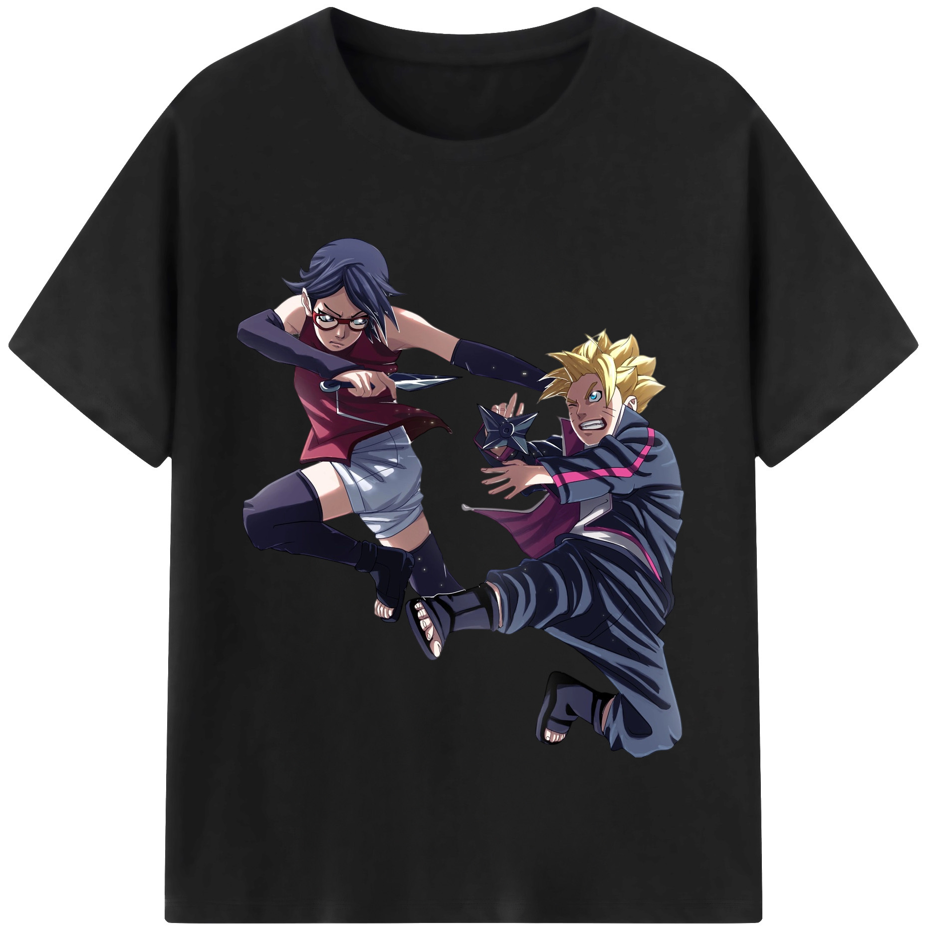 （画像用） NARUTO -ナルト- うちは サラダ Uchiha Sarada 綿100％半袖Tシャツ（フロントプリント）