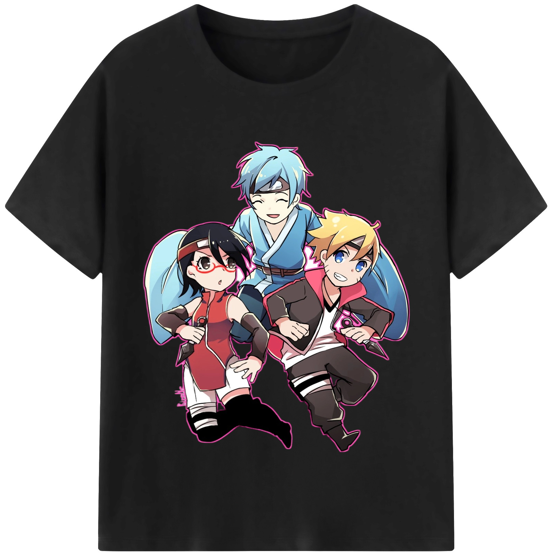 （画像用） NARUTO -ナルト- うちは サラダ Uchiha Sarada 綿100％半袖Tシャツ（フロントプリント）