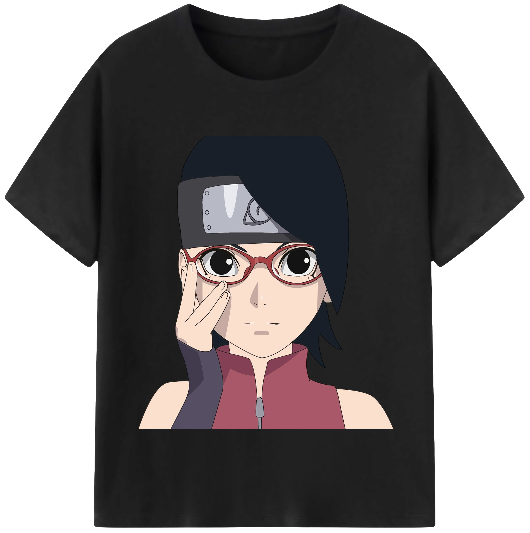 （画像用） NARUTO -ナルト- うちは サラダ Uchiha Sarada 綿100％半袖Tシャツ（フロントプリント）