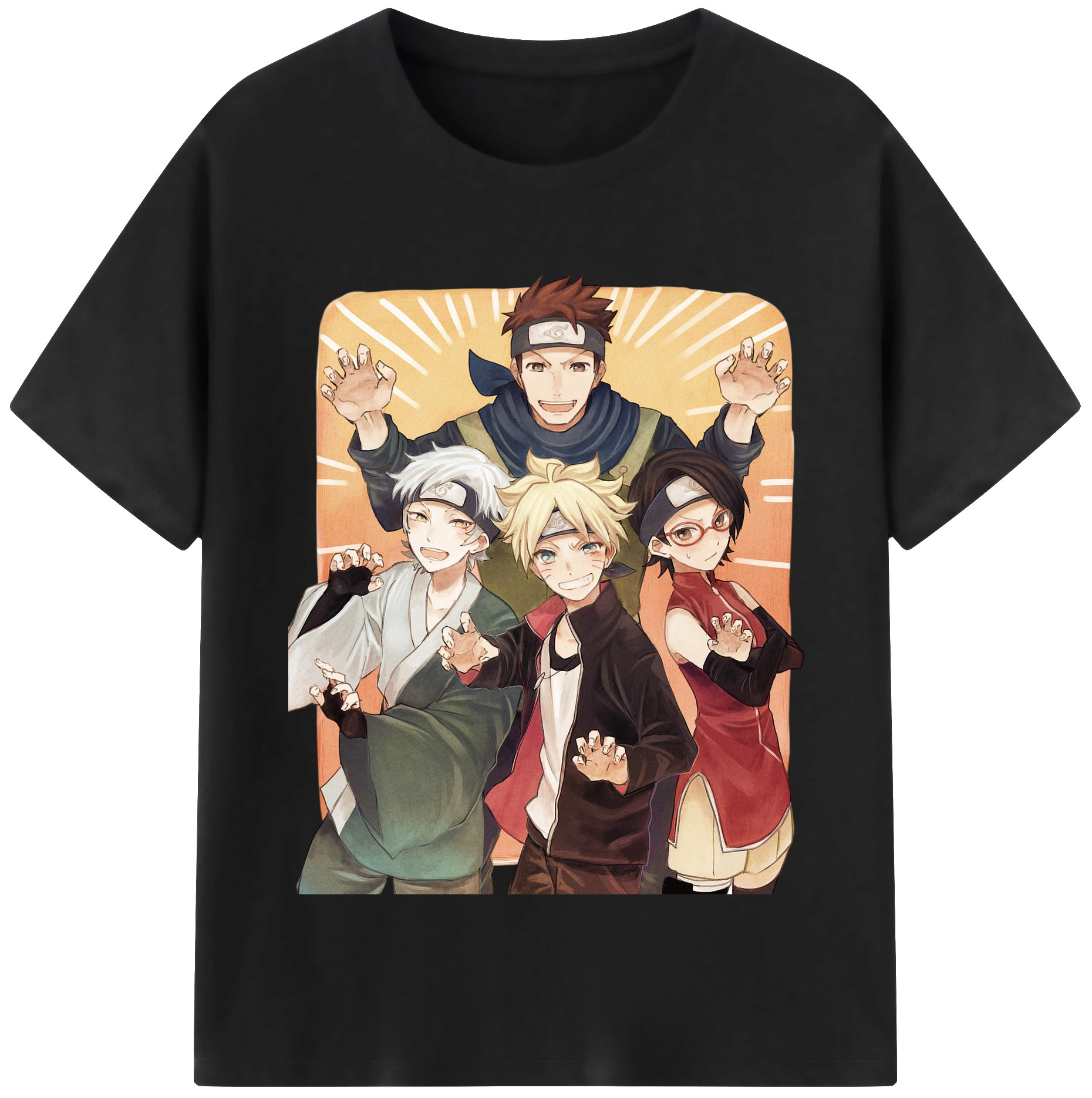 （画像用） NARUTO -ナルト- うちは サラダ Uchiha Sarada 綿100％半袖Tシャツ（フロントプリント）