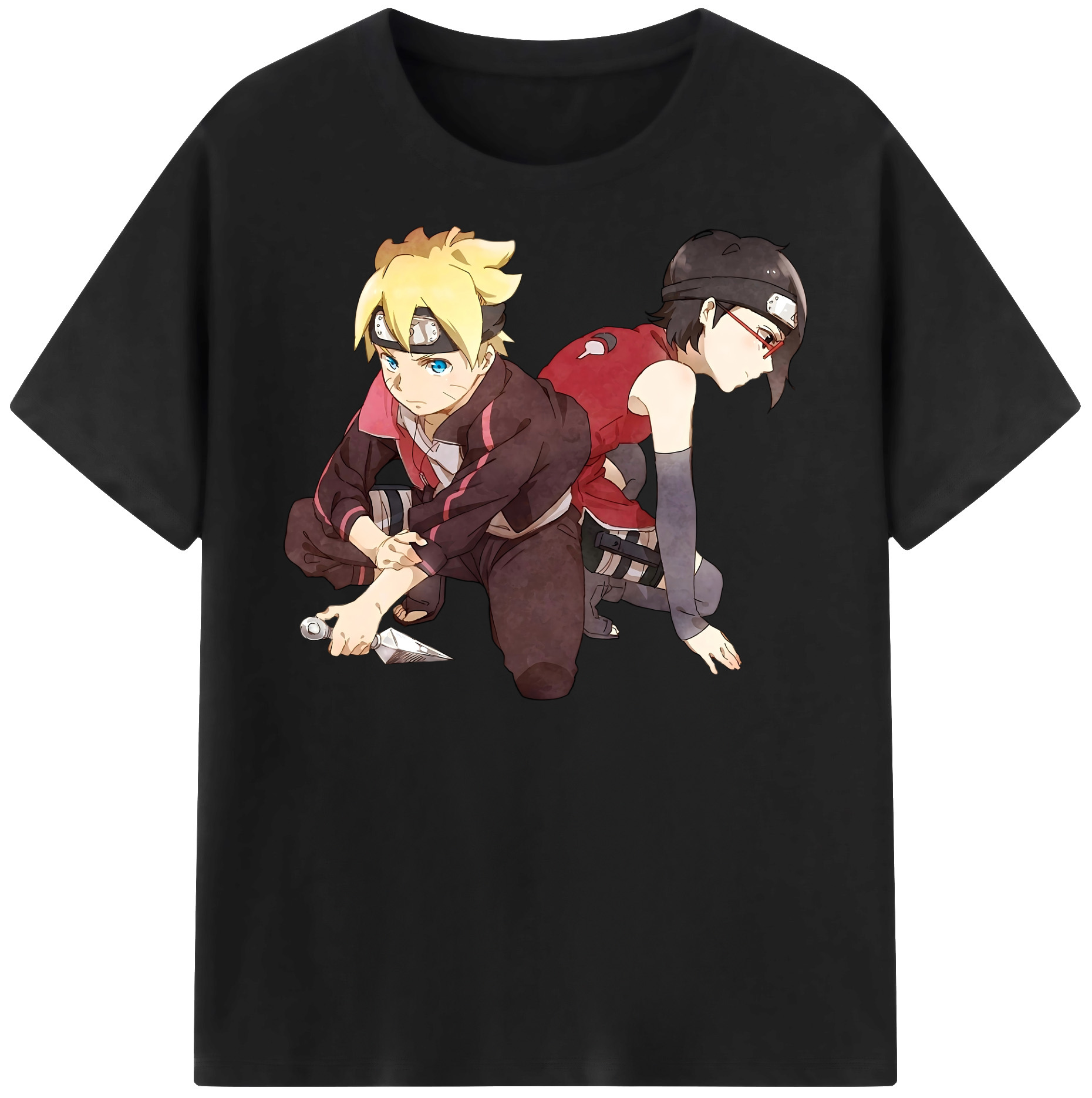 （画像用） NARUTO -ナルト- うちは サラダ Uchiha Sarada 綿100％半袖Tシャツ（フロントプリント）