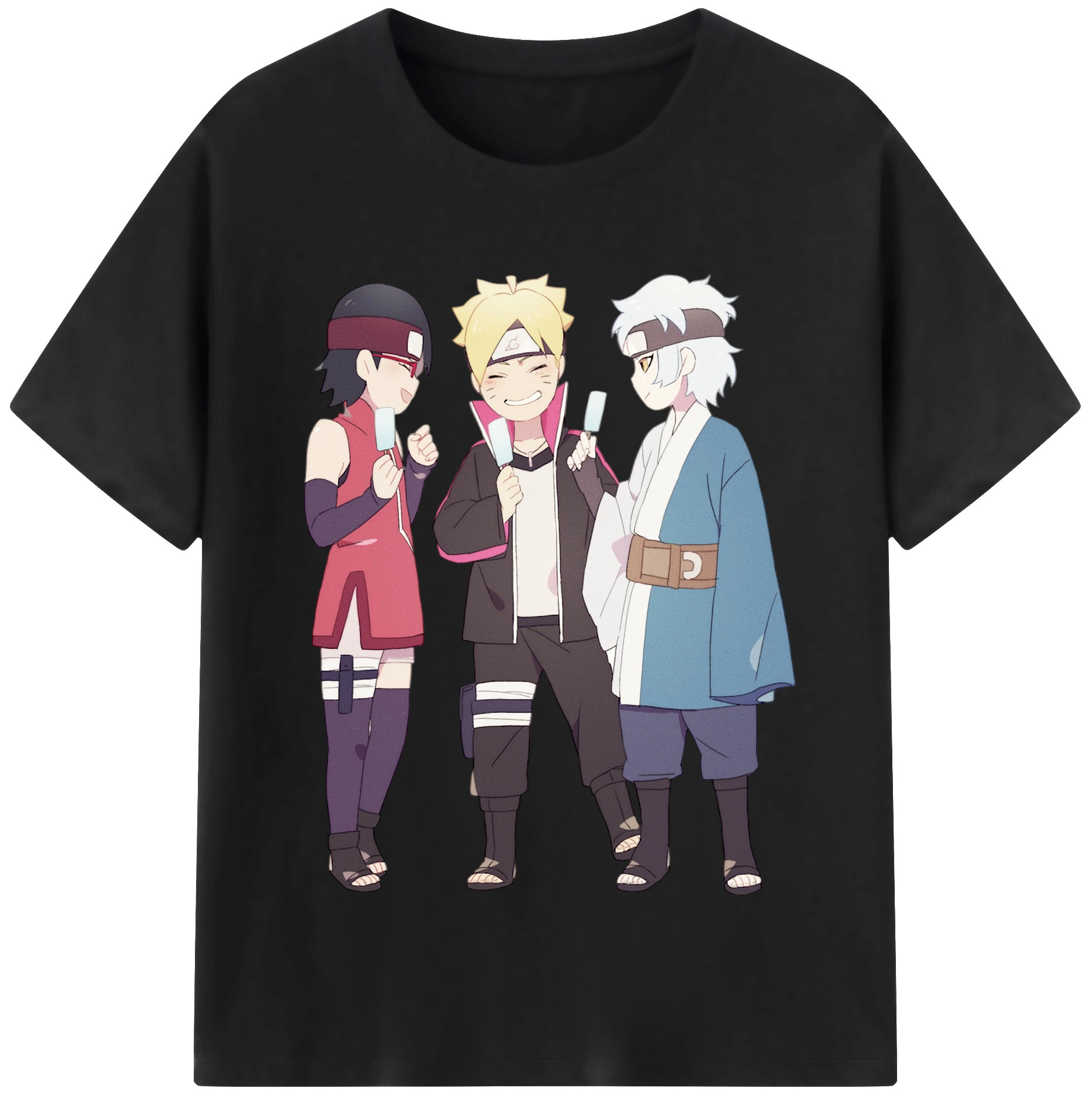 （画像用） NARUTO -ナルト- うちは サラダ Uchiha Sarada 綿100％半袖Tシャツ（フロントプリント）