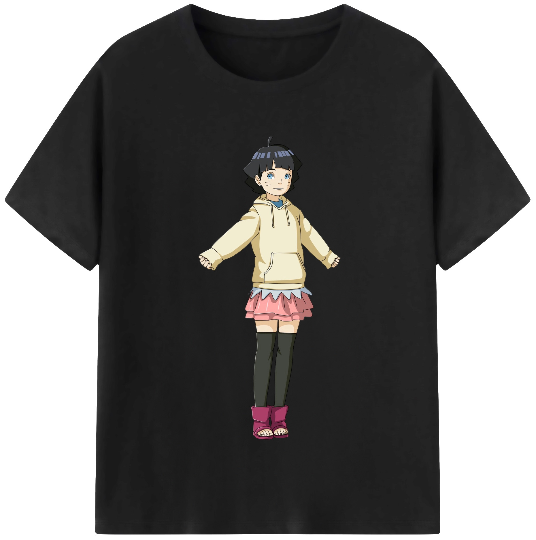 （画像用） NARUTO -ナルト- うずまき ヒマワリ Uzumaki Himawari 綿100％半袖Tシャツ（フロントプリント）