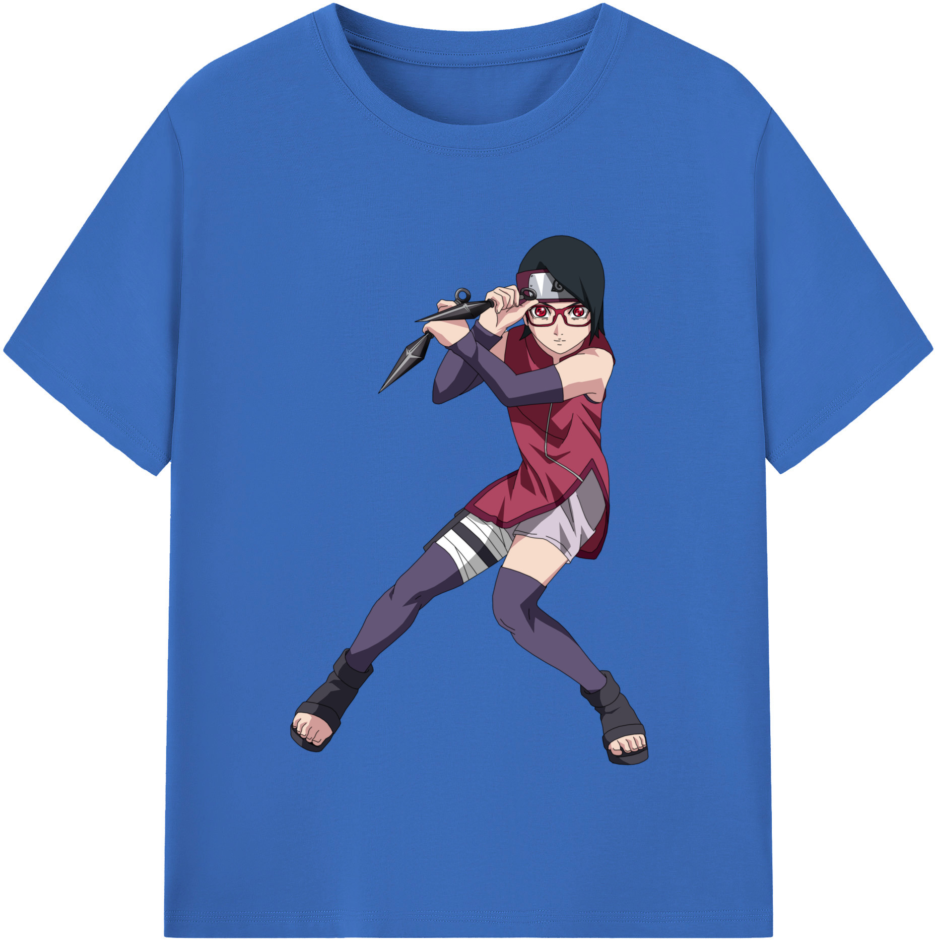 （画像用） NARUTO -ナルト- うちは サラダ Uchiha Sarada 綿100％半袖Tシャツ（フロントプリント）