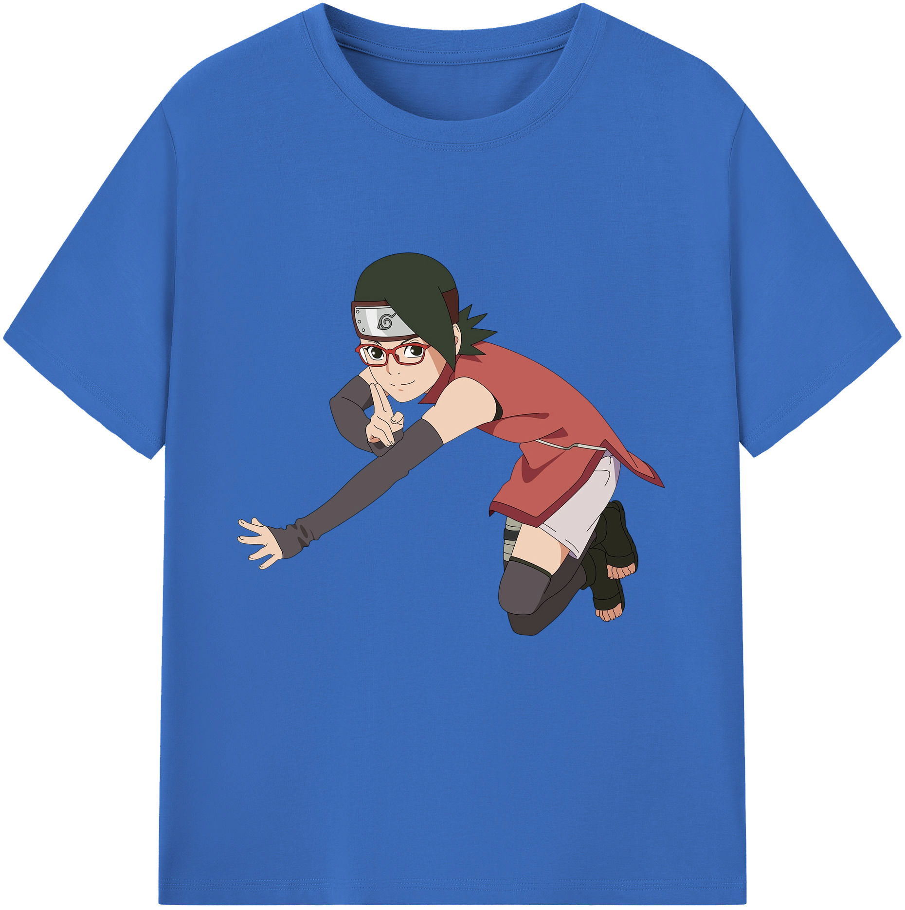 （画像用） NARUTO -ナルト- うちは サラダ Uchiha Sarada 綿100％半袖Tシャツ（フロントプリント）