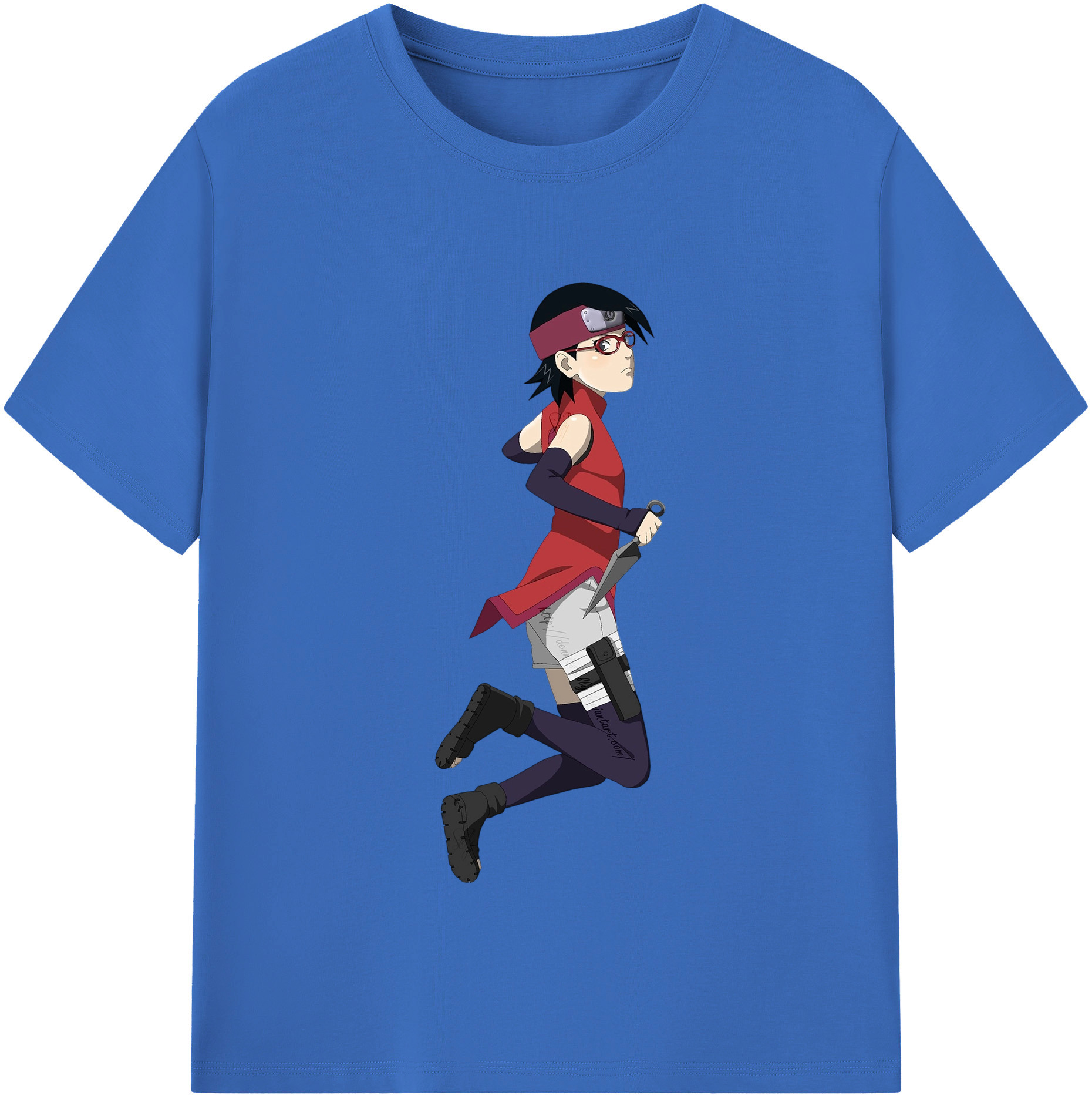（画像用） NARUTO -ナルト- うちは サラダ Uchiha Sarada 綿100％半袖Tシャツ（フロントプリント）
