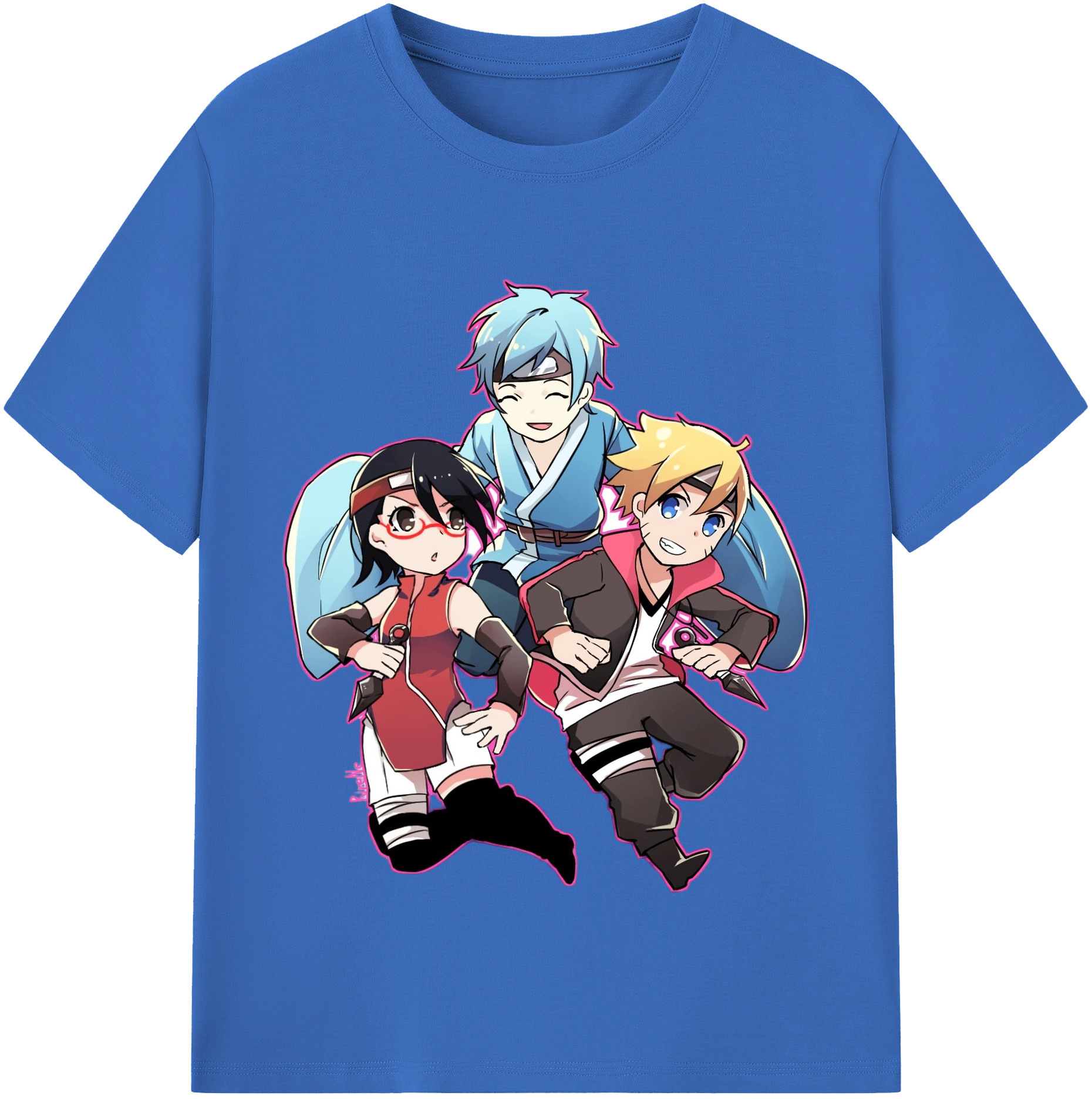 （画像用） NARUTO -ナルト- うちは サラダ Uchiha Sarada 綿100％半袖Tシャツ（フロントプリント）