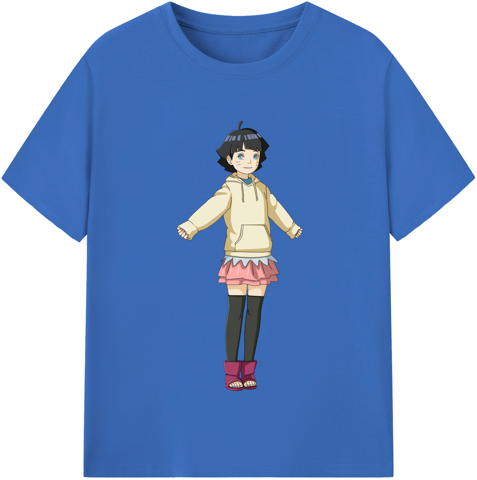 （画像用） NARUTO -ナルト- うずまき ヒマワリ Uzumaki Himawari 綿100％半袖Tシャツ（フロントプリント）