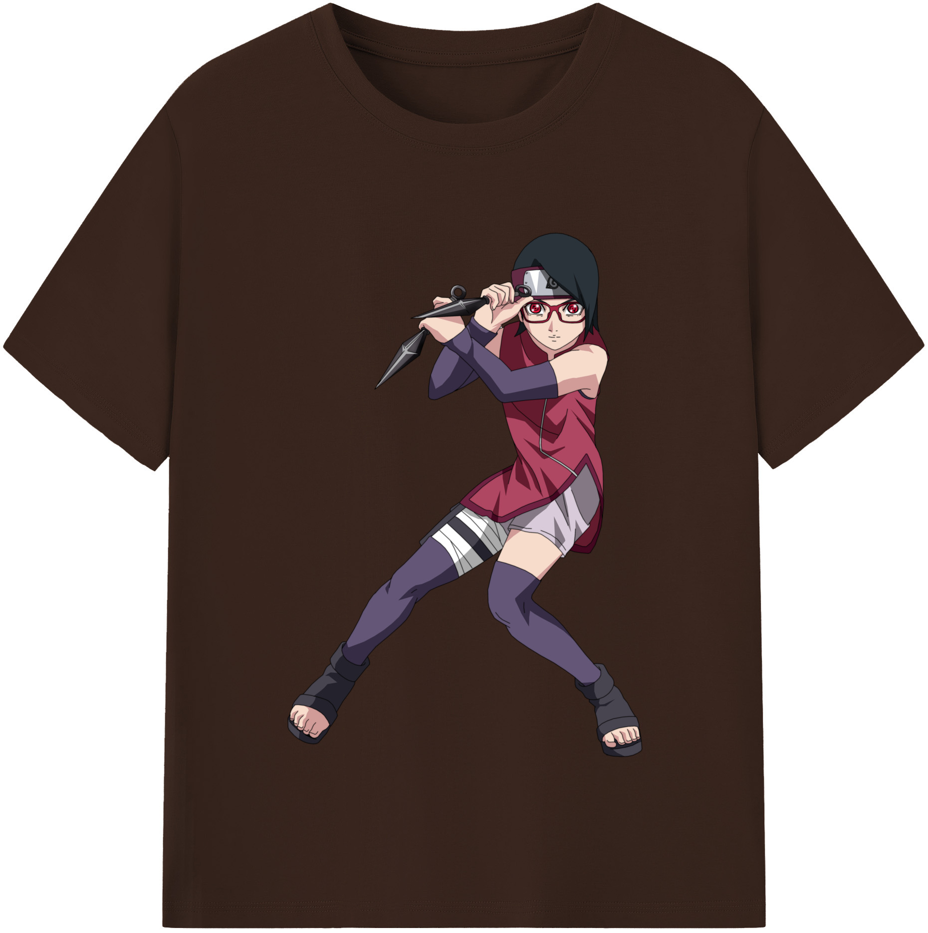 （画像用） NARUTO -ナルト- うちは サラダ Uchiha Sarada 綿100％半袖Tシャツ（フロントプリント）