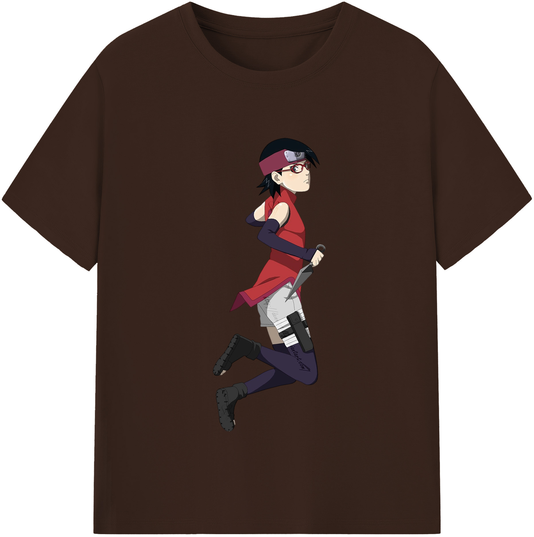 （画像用） NARUTO -ナルト- うちは サラダ Uchiha Sarada 綿100％半袖Tシャツ（フロントプリント）
