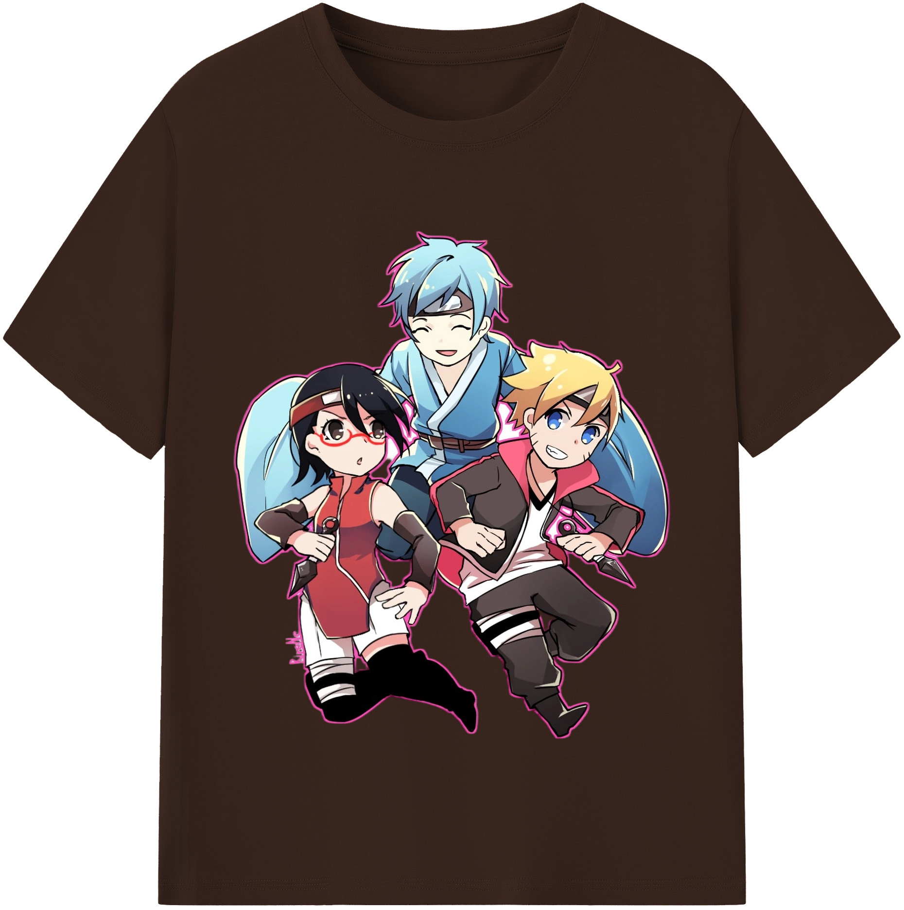 （画像用） NARUTO -ナルト- うちは サラダ Uchiha Sarada 綿100％半袖Tシャツ（フロントプリント）