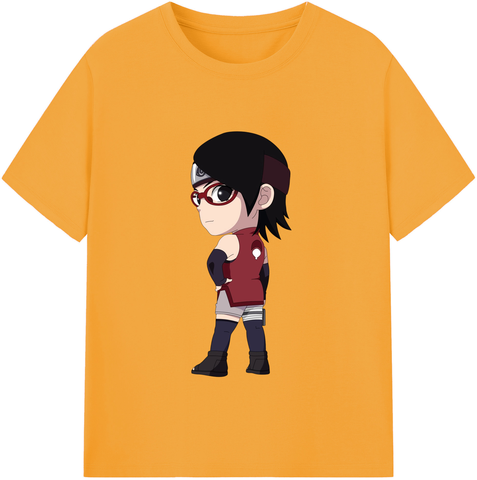 （画像用） NARUTO -ナルト- うちは サラダ Uchiha Sarada 綿100％半袖Tシャツ（フロントプリント）