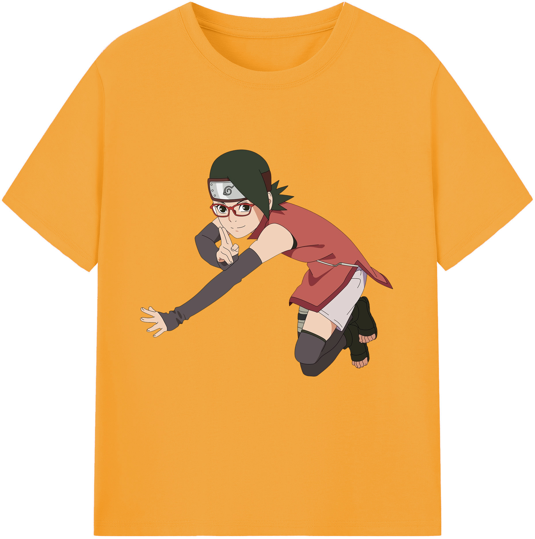 （画像用） NARUTO -ナルト- うちは サラダ Uchiha Sarada 綿100％半袖Tシャツ（フロントプリント）