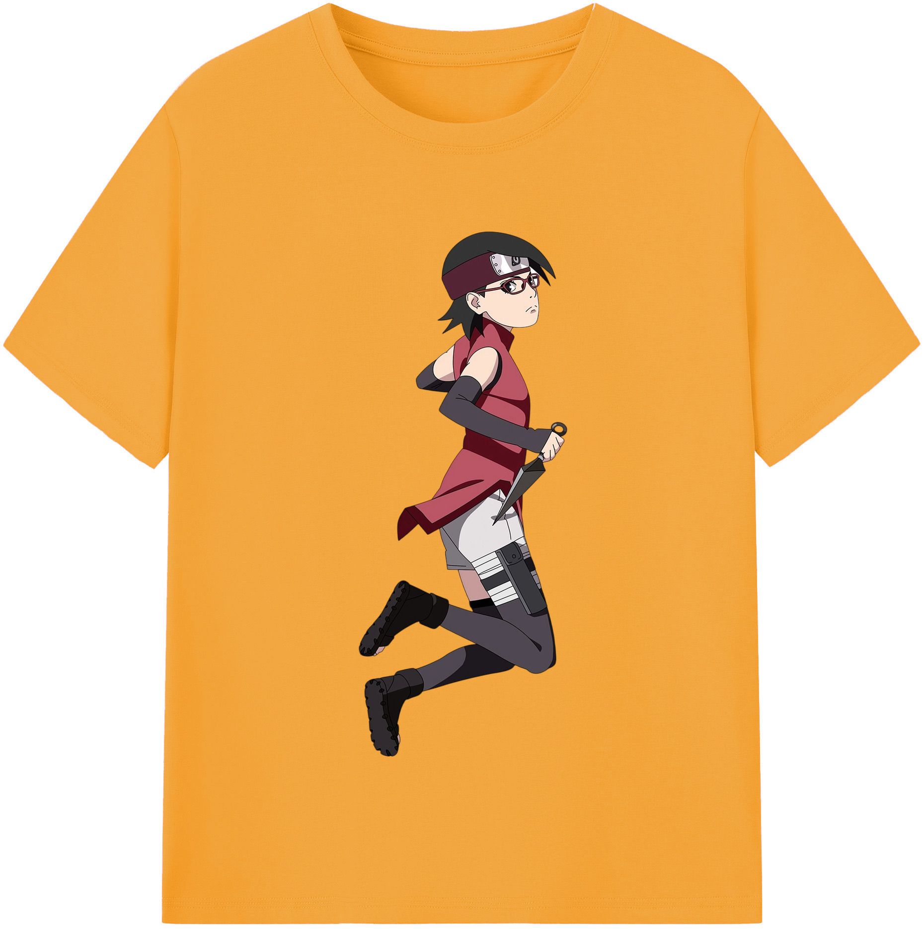 （画像用） NARUTO -ナルト- うちは サラダ Uchiha Sarada 綿100％半袖Tシャツ（フロントプリント）
