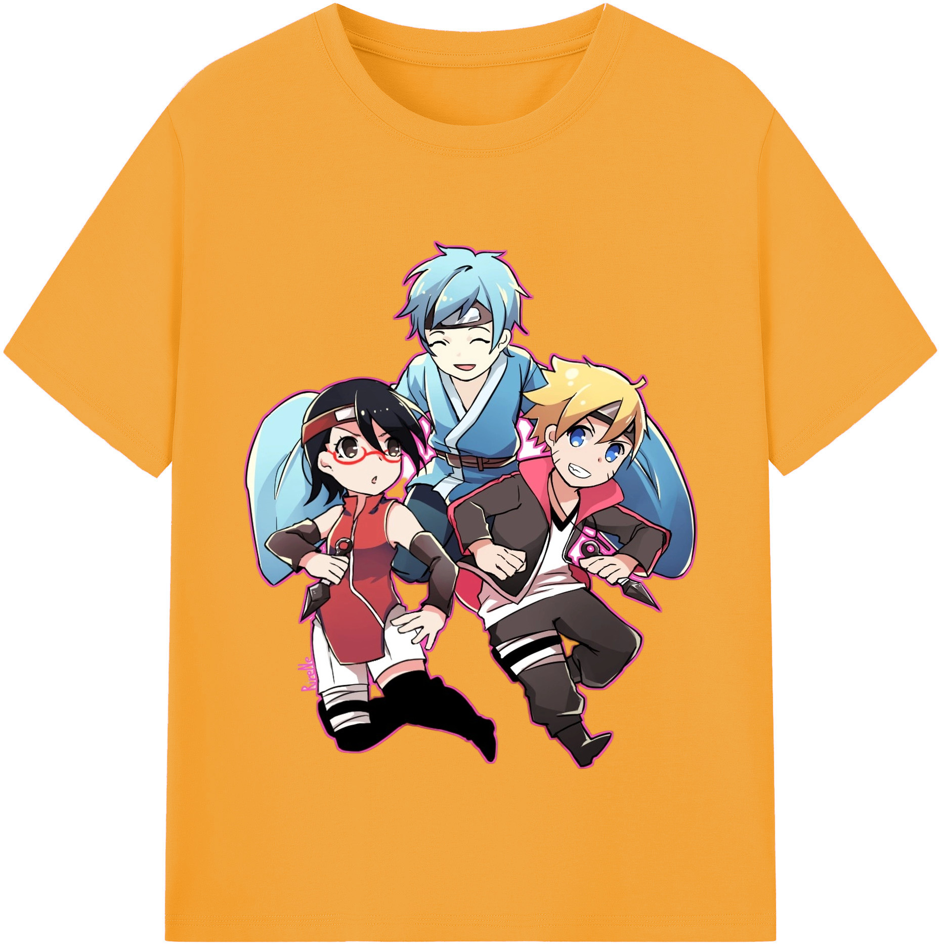 （画像用） NARUTO -ナルト- うちは サラダ Uchiha Sarada 綿100％半袖Tシャツ（フロントプリント）