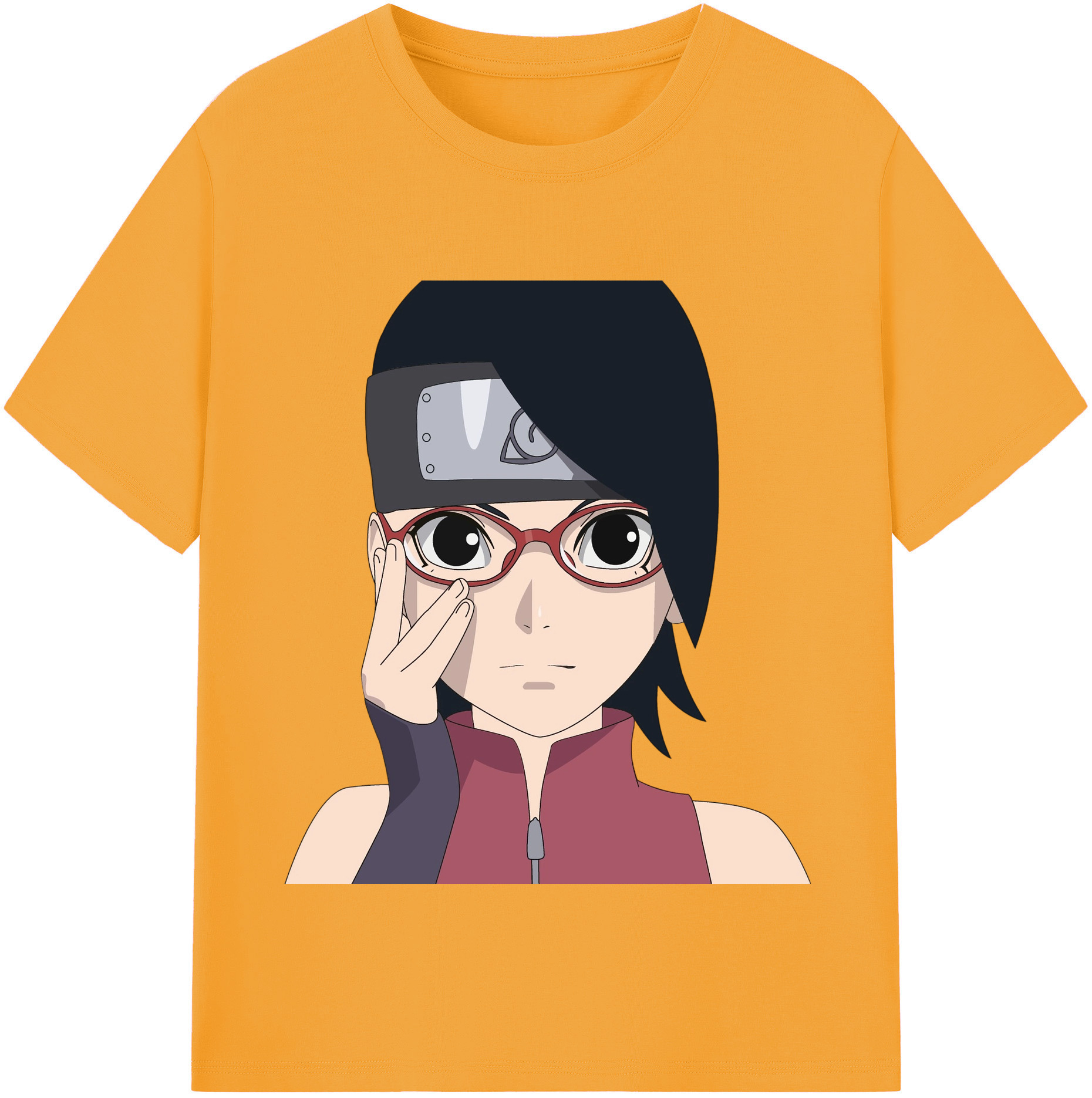 （画像用） NARUTO -ナルト- うちは サラダ Uchiha Sarada 綿100％半袖Tシャツ（フロントプリント）