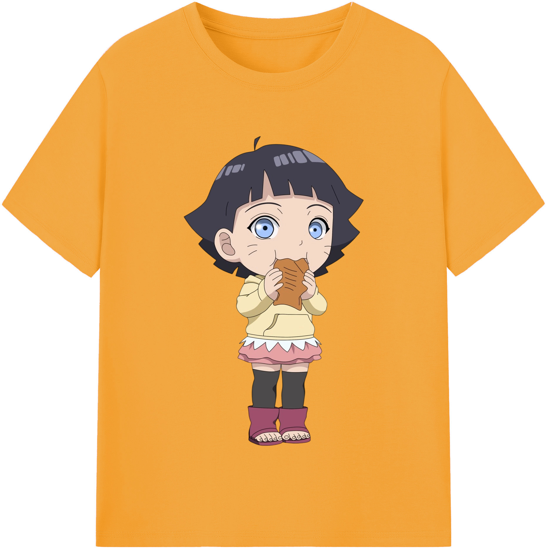 （画像用） NARUTO -ナルト- うずまき ヒマワリ Uzumaki Himawari 綿100％半袖Tシャツ（フロントプリント）