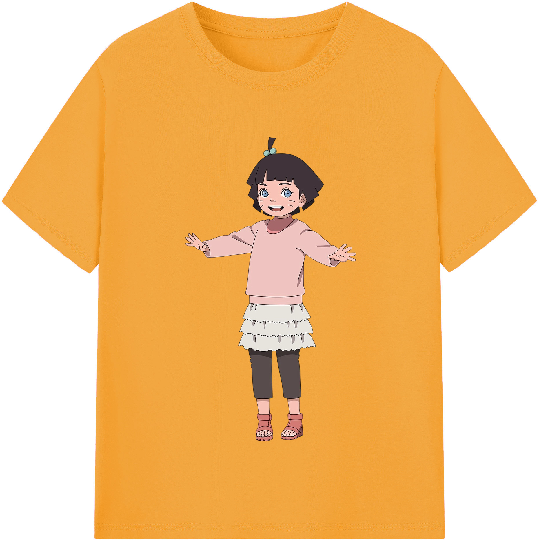 （画像用） NARUTO -ナルト- うずまき ヒマワリ Uzumaki Himawari 綿100％半袖Tシャツ（フロントプリント）